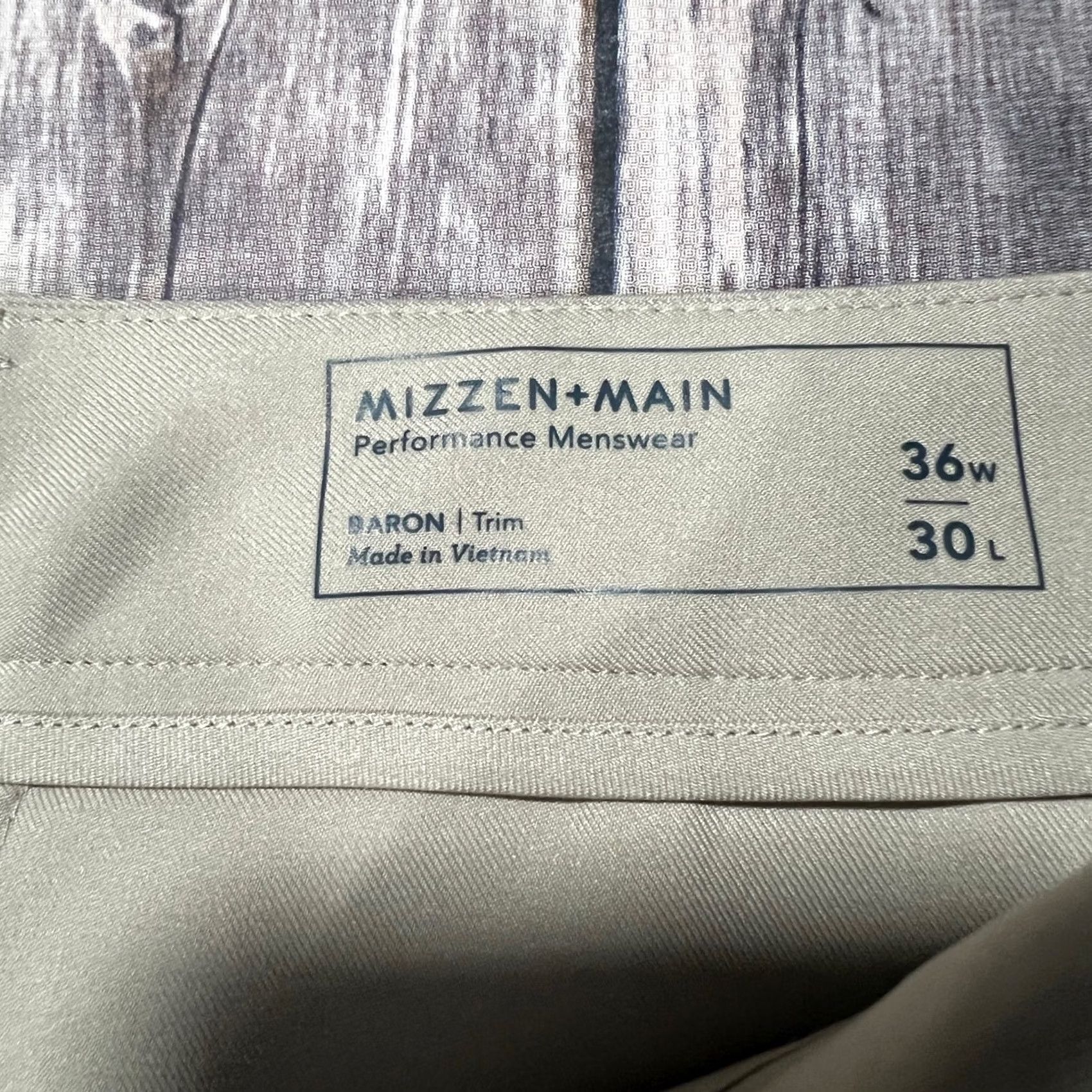 Mizzen+Main Mizzen & Main Baron Pants Mens 36x28 Beige Trim Fit Stretch Performance Chino Size US 36 / EU 52 - 5 Thumbnail
