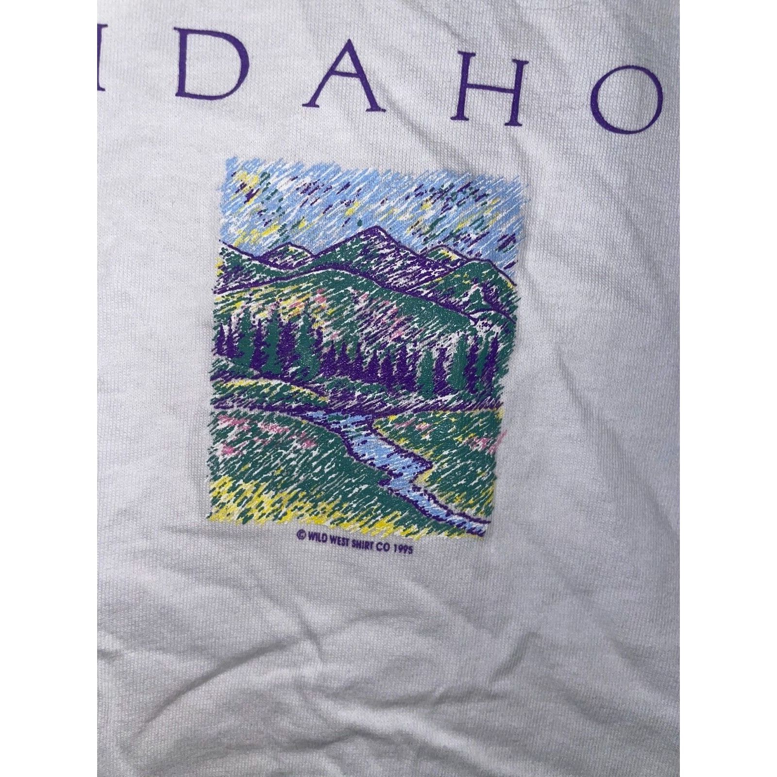 Vintage Womens Vintage Idaho Shirt Mountain White Tee Top 90s Small Size L / US 10 / IT 46 - 3 Thumbnail