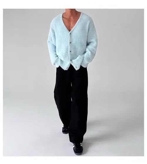 Japanese Brand Vintage Light Blue Knit Sweater Warm Fleece Jacket XL Size US XL / EU 56 / 4 - 6 Thumbnail