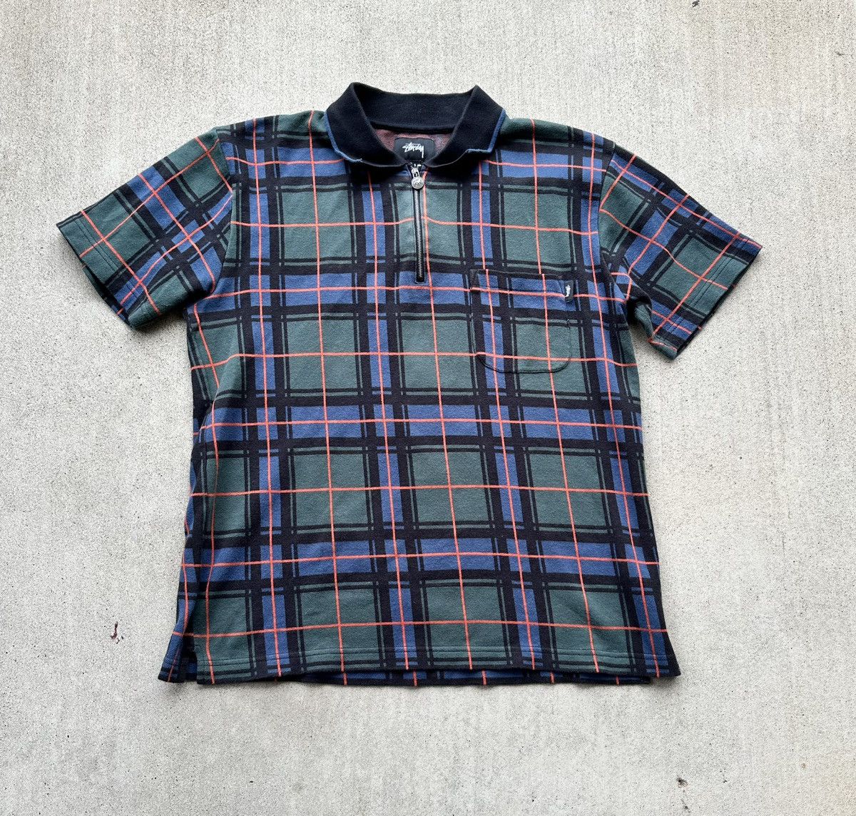 Stussy × Vintage Vintage Stussy Polo Shirt Men Size Small Plaid 1
