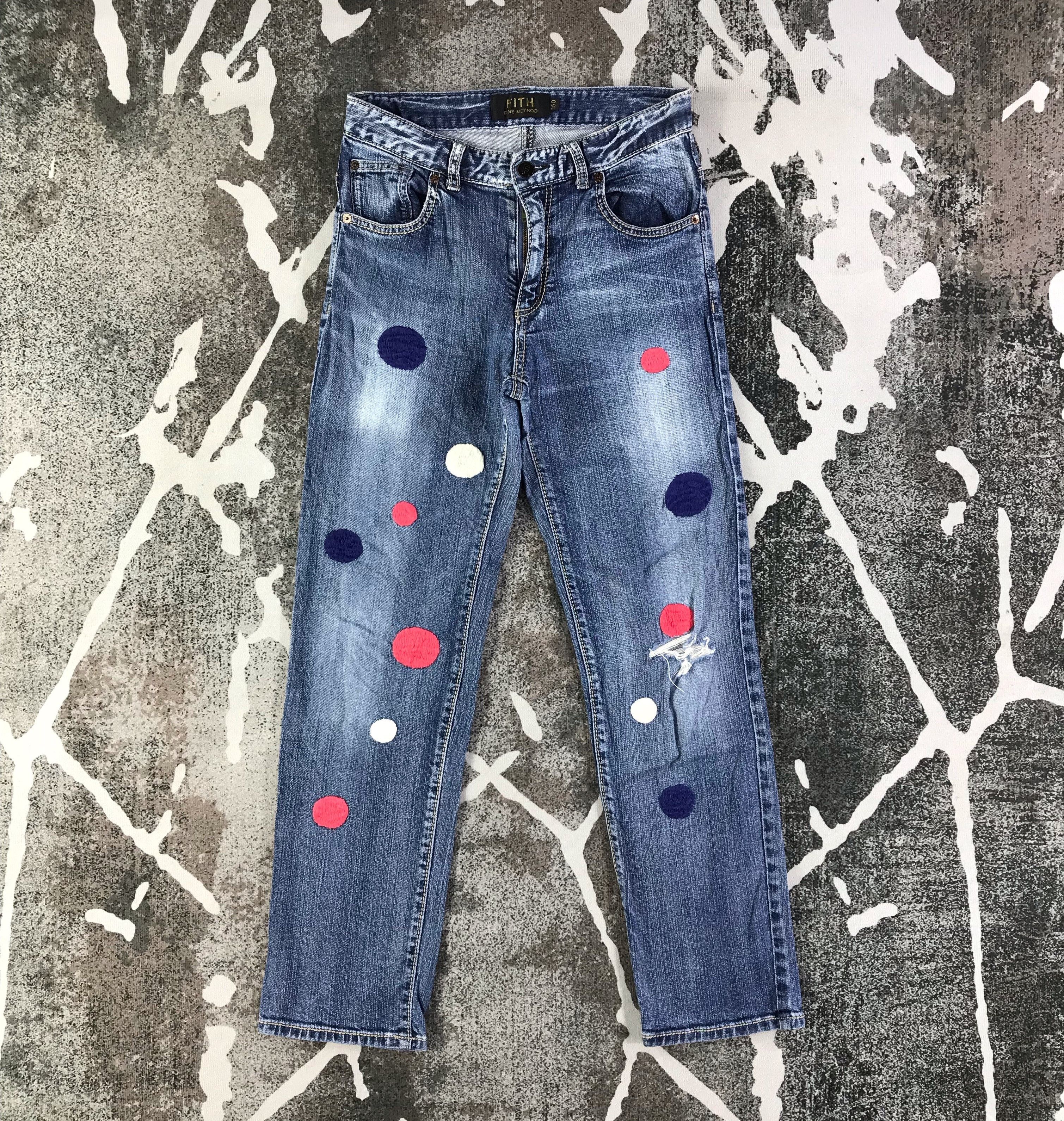 Japanese Brand Fith Jeans Pathwork Distressed Denim KJ1724 Size 29" - 1 Thumbnail