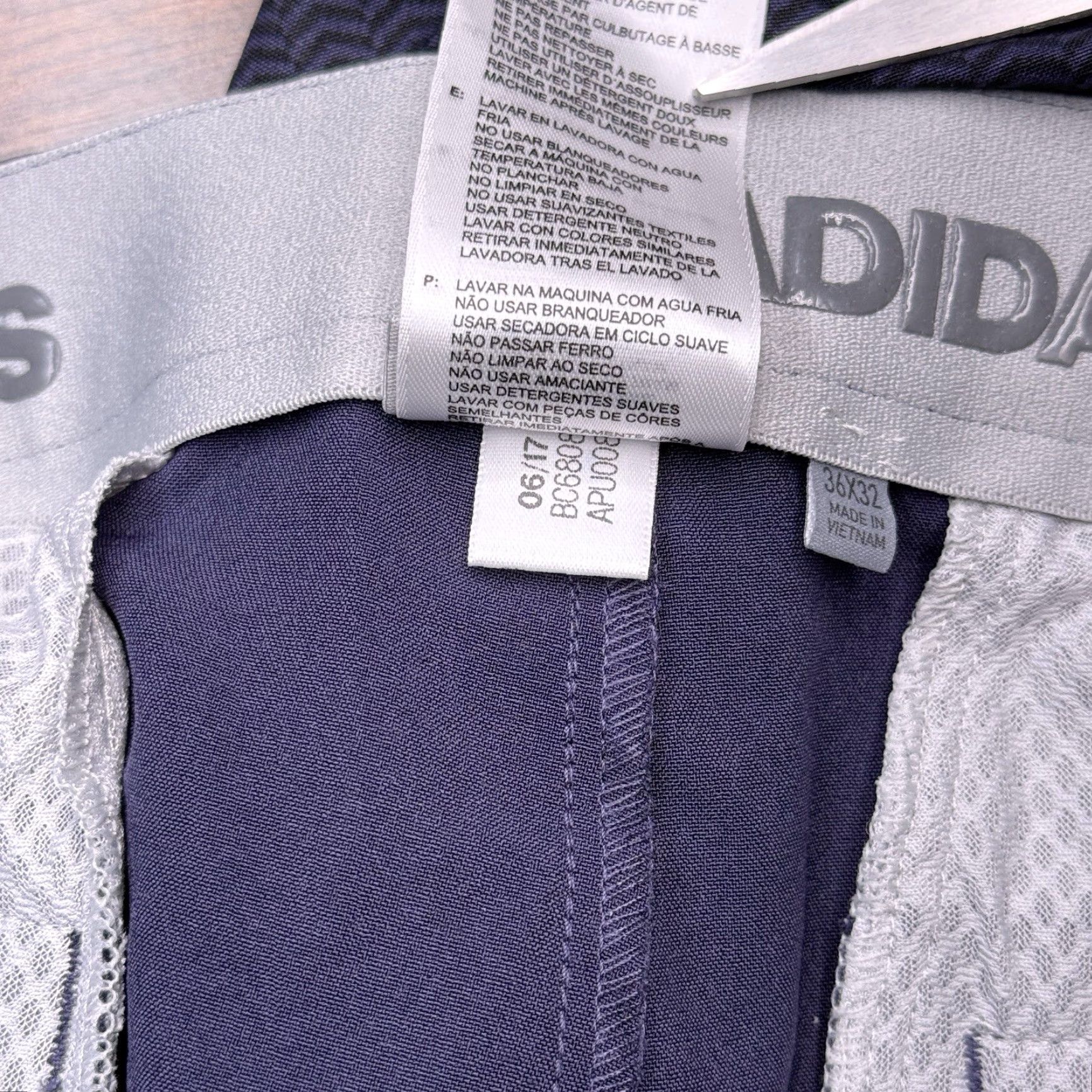 Adidas Adidas Pants Mens 36x32 Blue Herringbone Mid Rise Stretch Chino Relaxed Fit Travel Casual Straight NWT Size US 36 / EU 52 - 6 Thumbnail