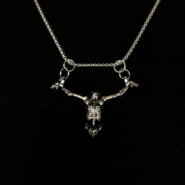 VIBE Skeleton Skull Necklace Punk Chain Size ONE SIZE - 4 Thumbnail