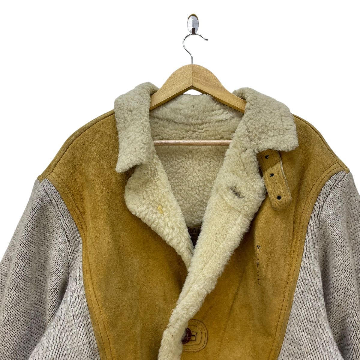 Genuine Leather 💥 Vintage Sheepskin Shearling Leather Jacket Knit Sleeves Size US M / EU 48-50 / 2 - 4 Thumbnail