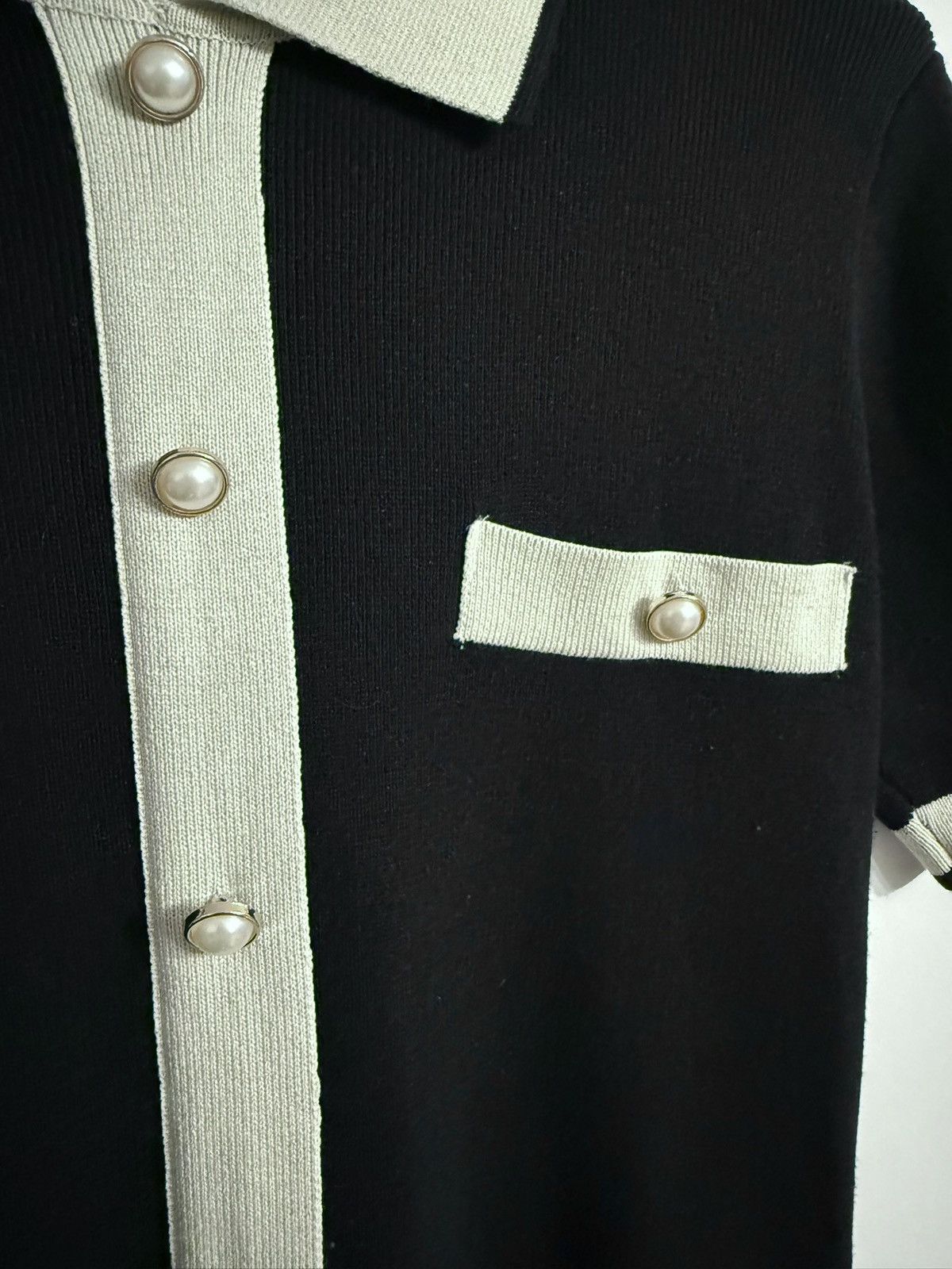 Cider Chanel-Inspired Black Knit Dress with Pearl Buttons – Size M Size M / US 6-8 / IT 42-44 - 2 Thumbnail