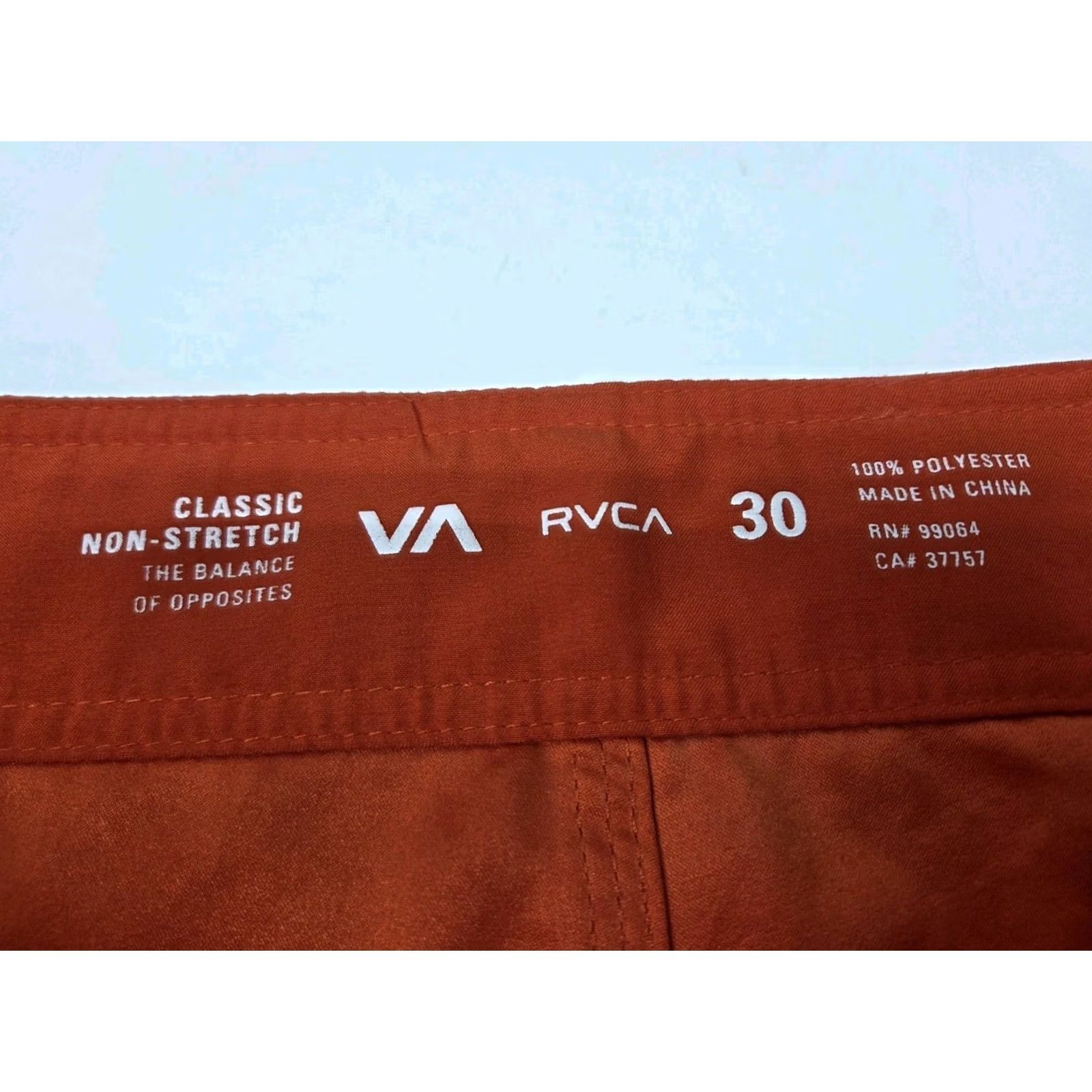 RVCA RVCA Mens Board Shorts Orange 30 Regular Inseam 10" Drawstring Side Pocket Embroidered Classic Non Stretch Polyester Knit Swim Bottoms Mens Size ONE SIZE - 3 Thumbnail