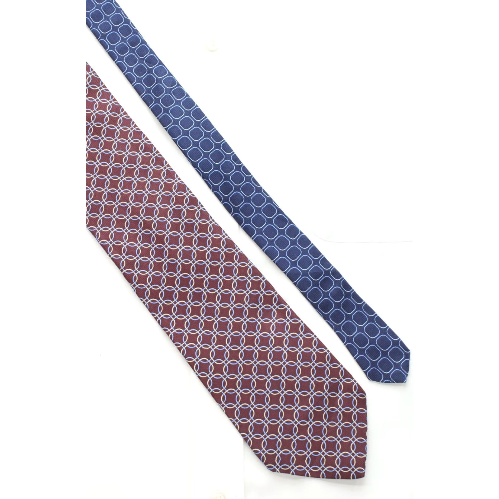 Tommy Hilfiger VTG Tommy Hilfiger Silk Necktie Burgandy Blue Geometric Men's Tie Stylish USA Size ONE SIZE - 4 Thumbnail