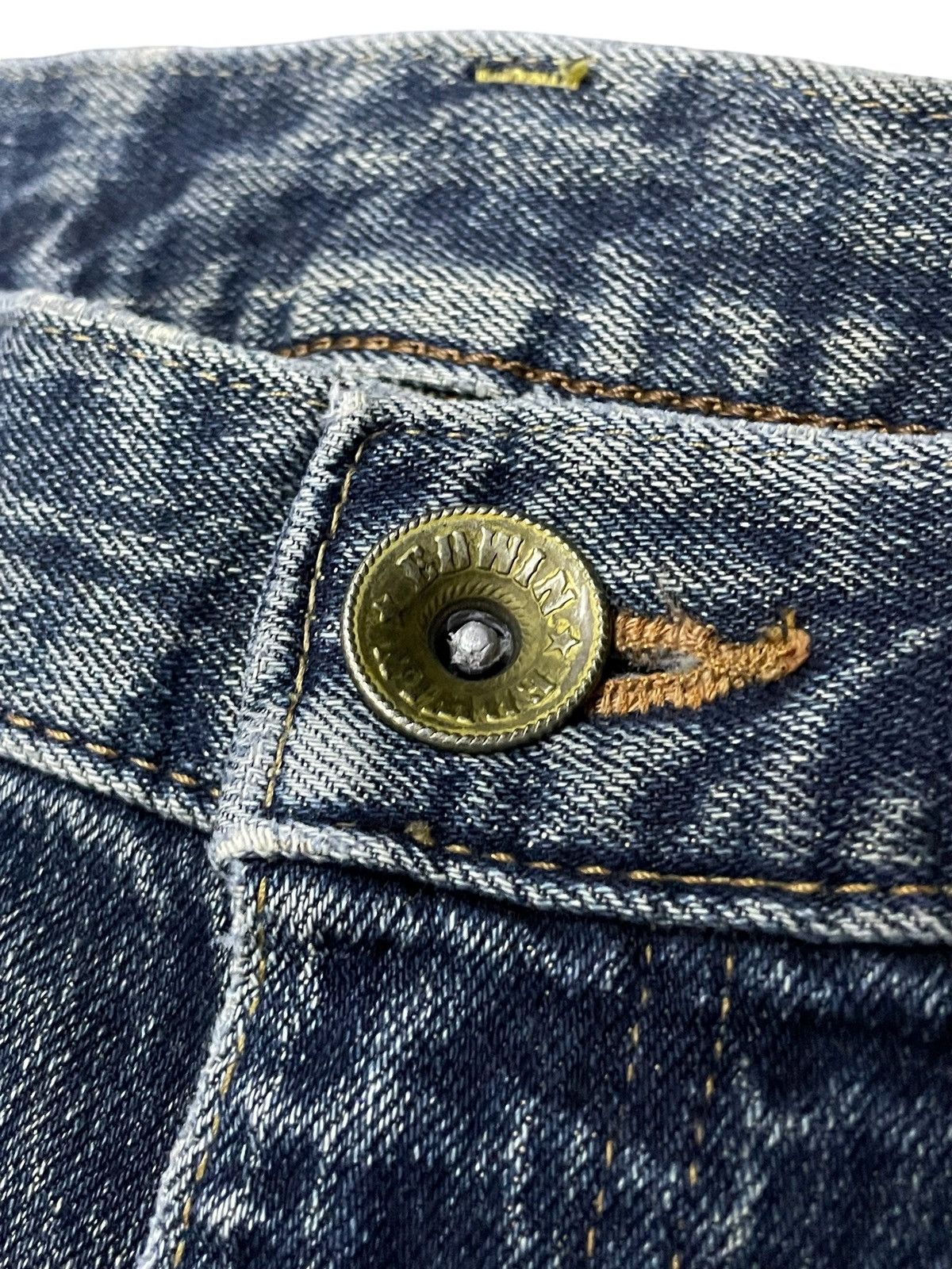 Edwin × If Six Was Nine × Vintage Edwin XV 404 Mud Wash Leather Trimmed Loose Jeans Size US 32 / EU 48 - 10 Thumbnail