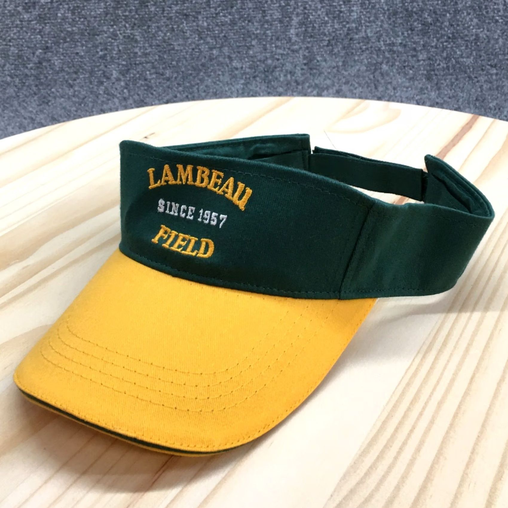 Vintage Lambeau Field 1957 Visor Cap Hat Mens One Size Green Yellow Cotton Adjustable Size ONE SIZE - 2 Thumbnail