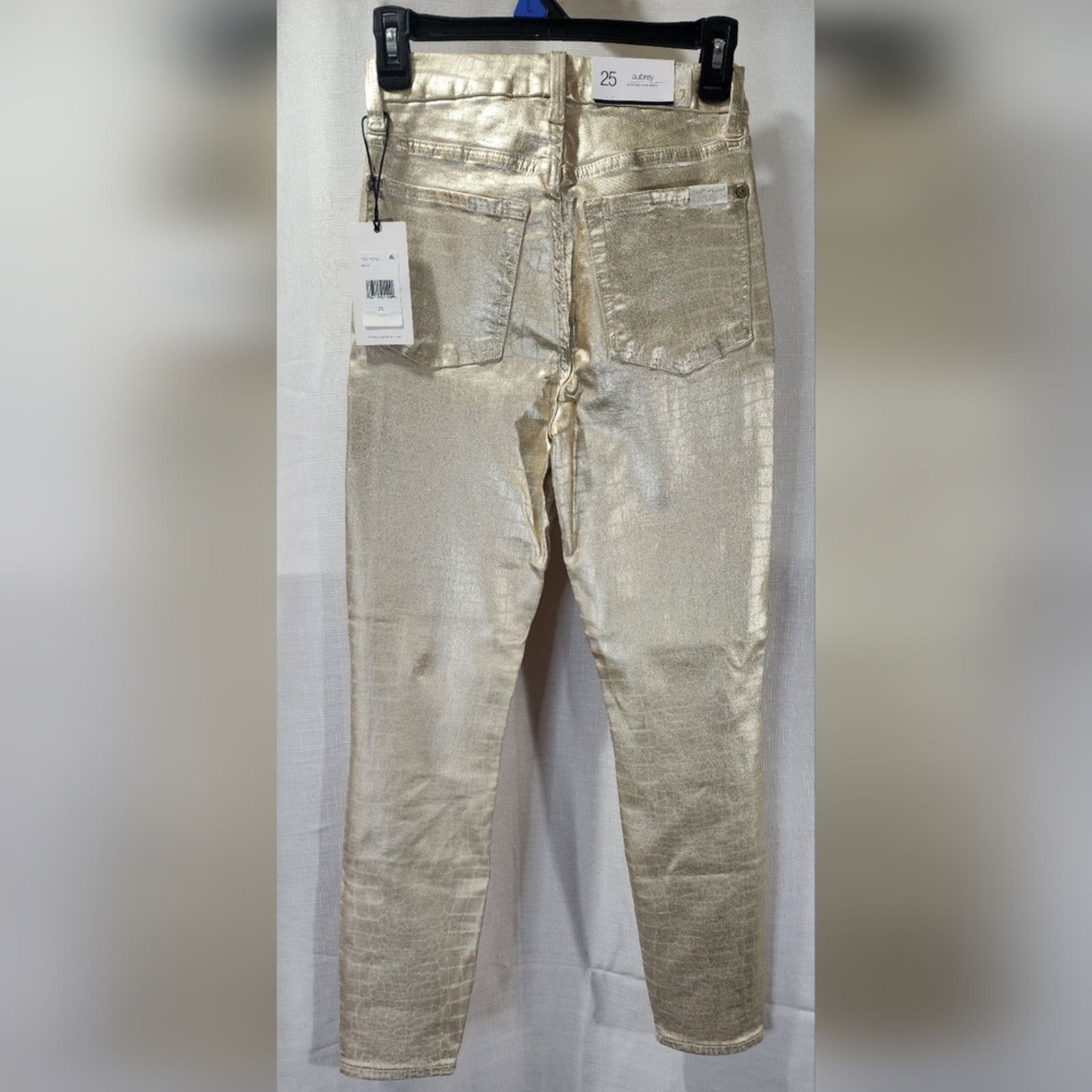 7 For All Mankind Aubrey Coated Skinny Jeans White Croc Gold 7 For All Mankind Size 25" / US 0 / IT 36 - 3 Thumbnail