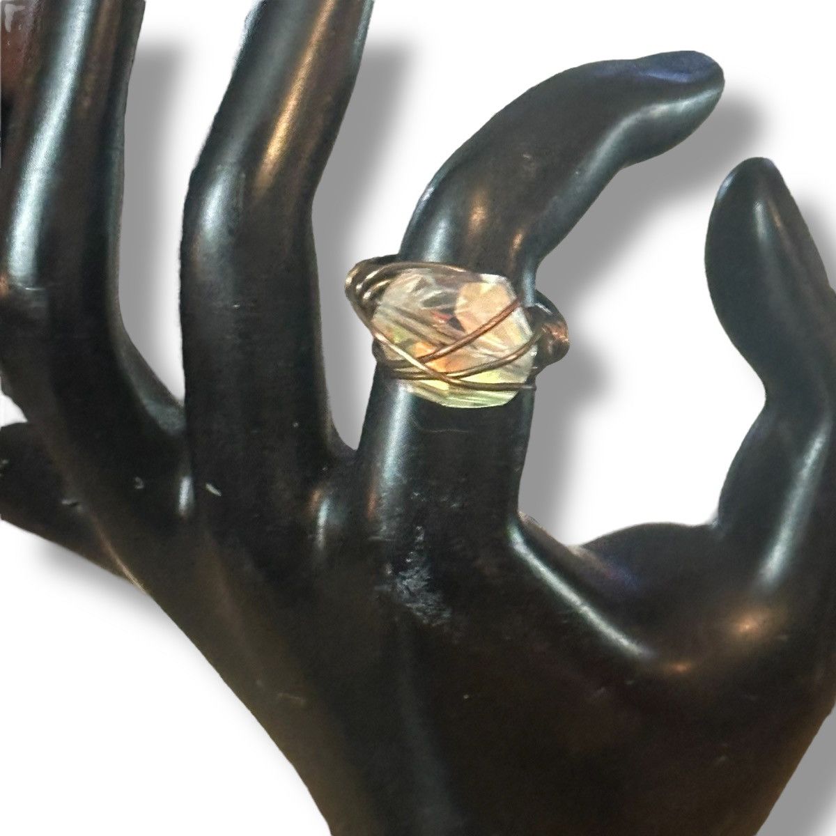 Vintage Vintage Aurora Borealis wired wrapped stone ring Size ONE SIZE - 2 Thumbnail