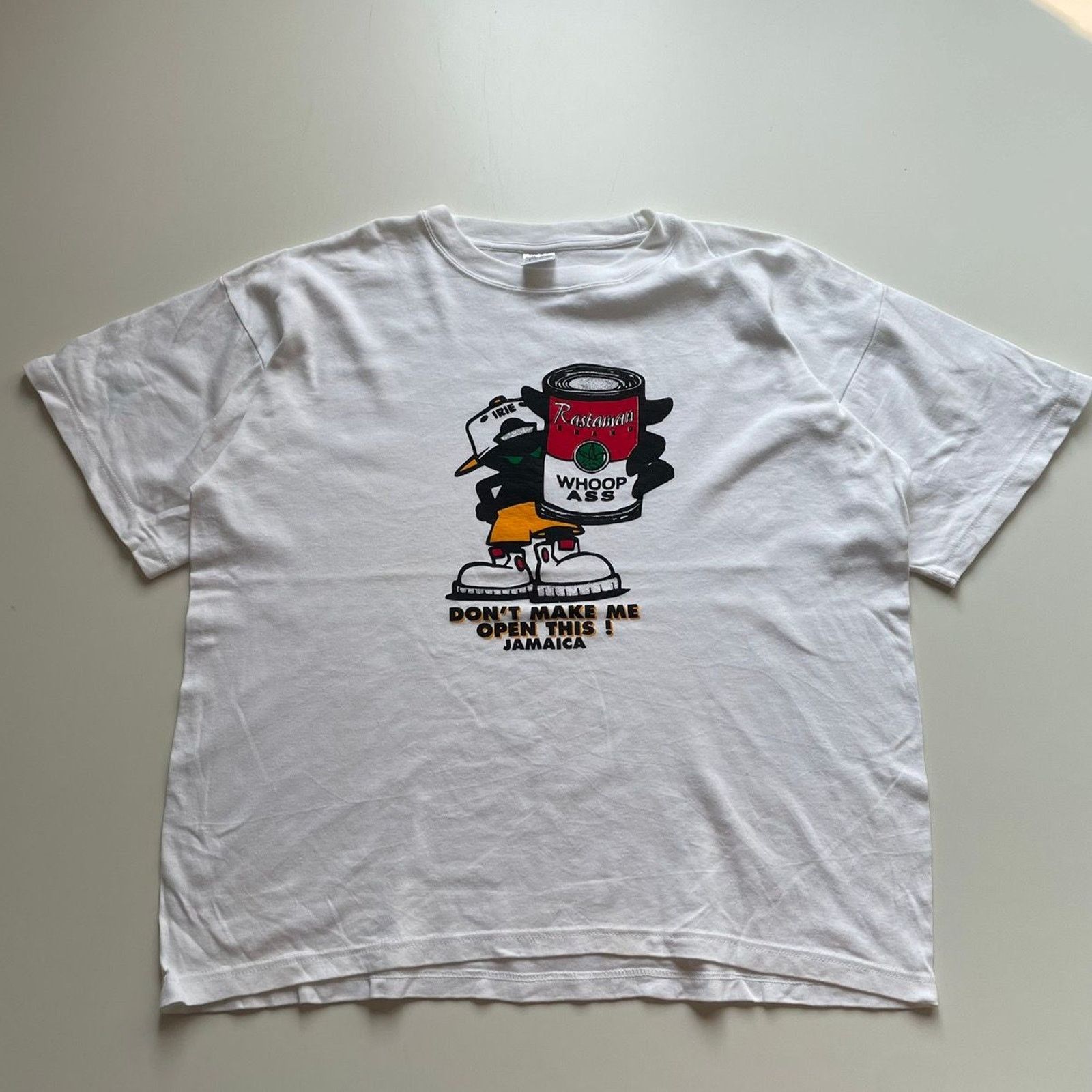 Vintage Can Of Whoop Ass Jamaica Funny Graphic T Shirt XL