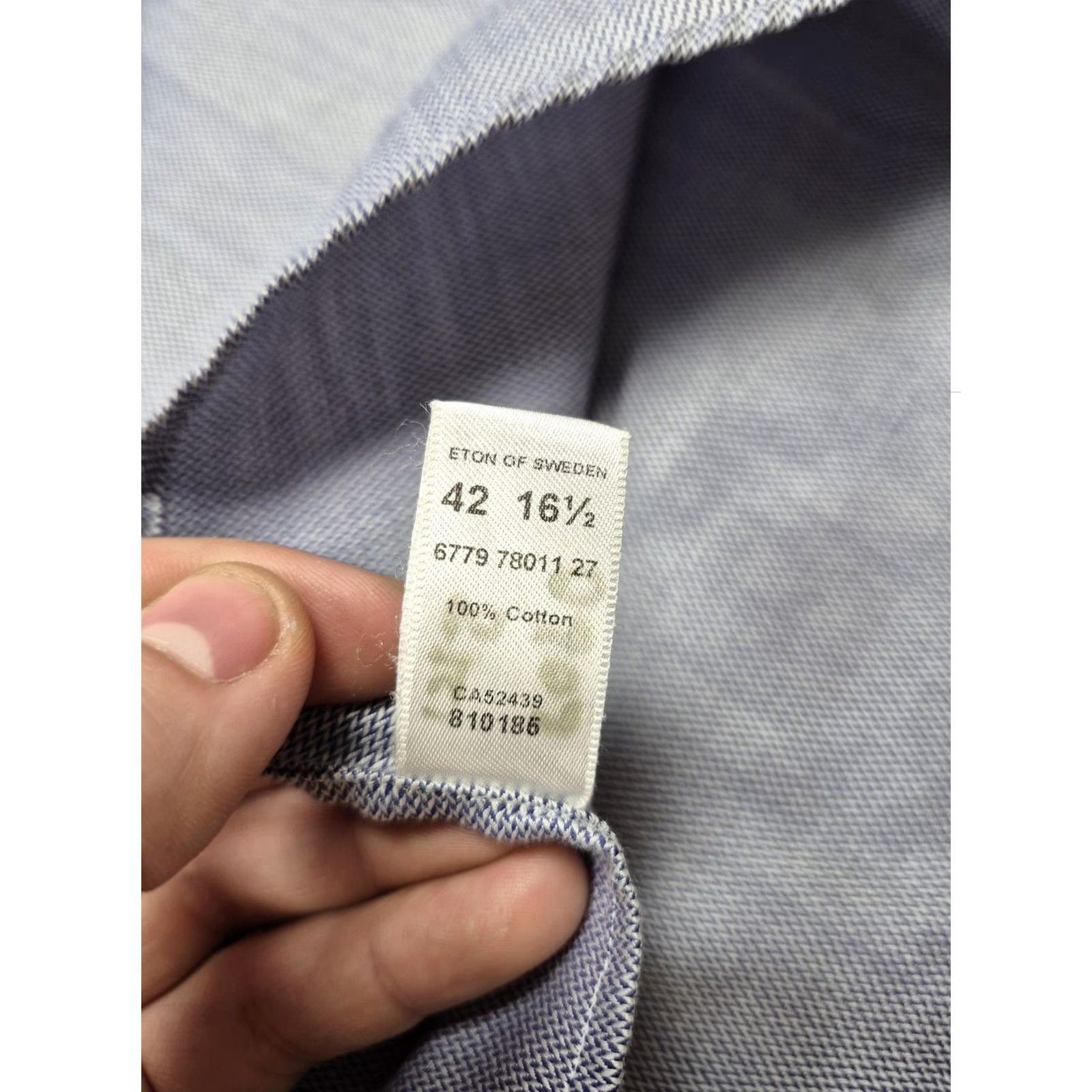 Eton Eton Dress Shirt Mens 16.5 34/35 Blue Herringbone Point Collar Classic Fit Shirt Mens Blue Herringbone Dress Shirt 16.5 34/35 Easy Care"} Size 46R - 5 Thumbnail