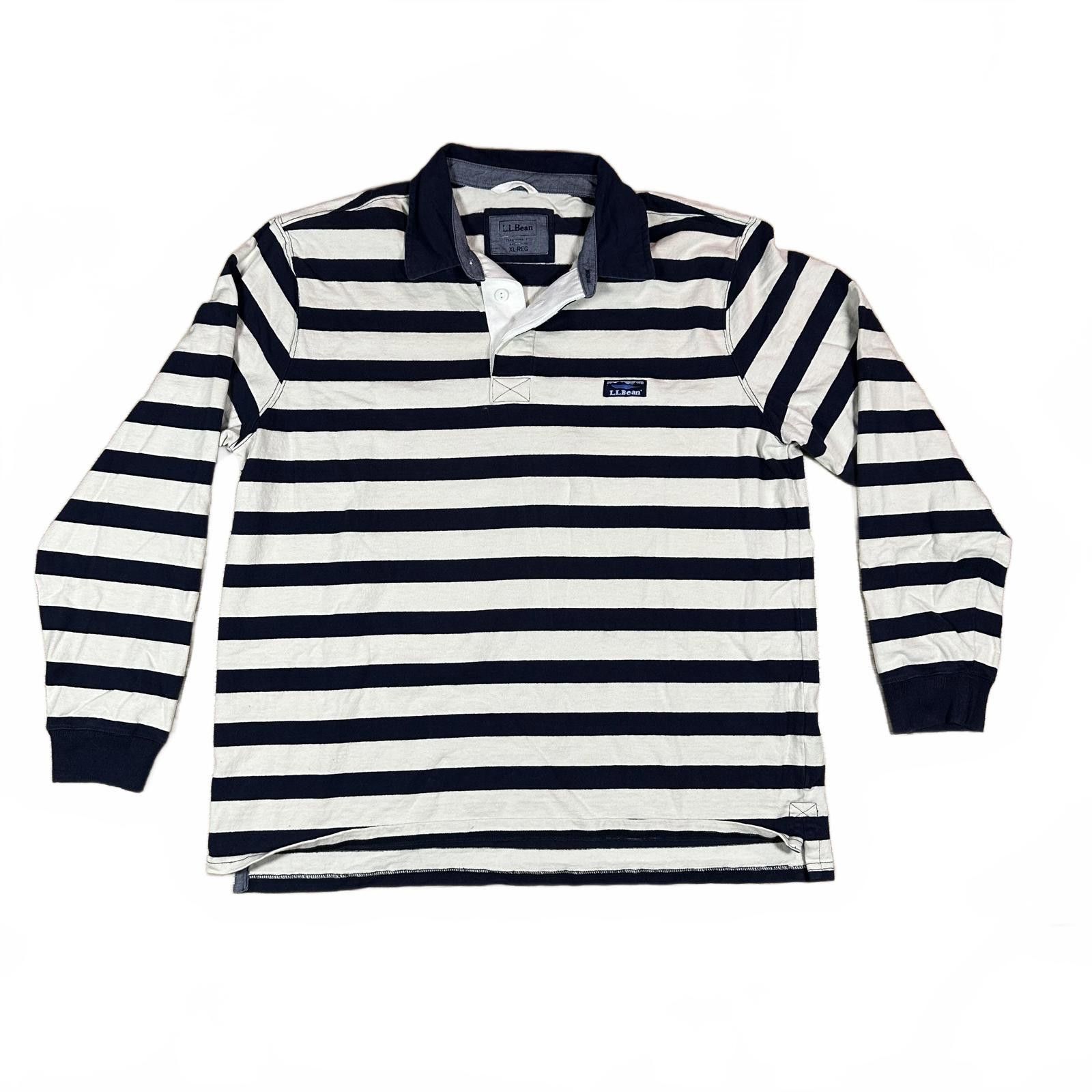 L.L. Bean L.L.Bean Mens Polo XL Reg Navy White Striped Traditional Fit Size US XL / EU 56 / 4 - 1 Thumbnail