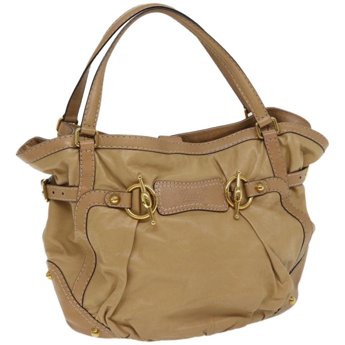 Gucci GUCCI Horsebit Shoulder Bag Leather Beige Size ONE SIZE - 1 Thumbnail