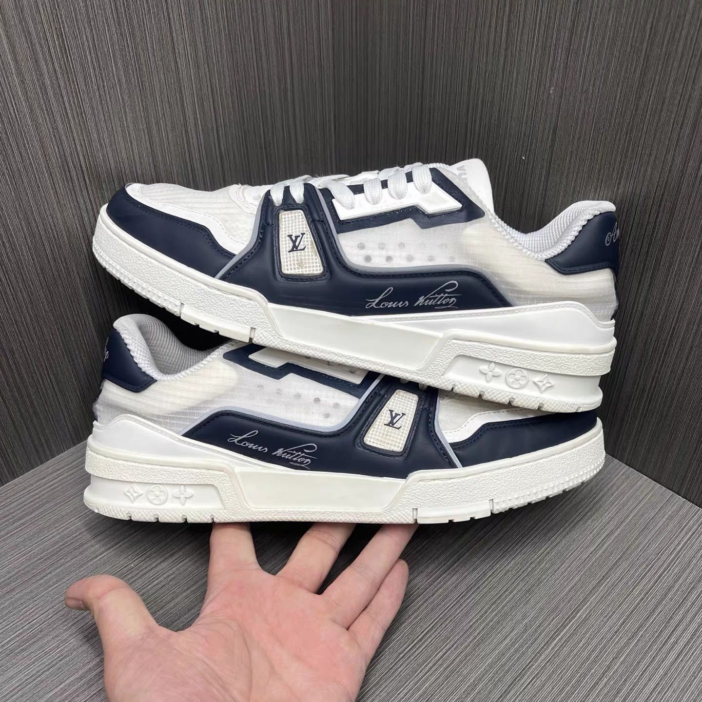 Louis Vuitton LV Trainer 37th America's Cup Blue White K15 Size US 8.5 / EU 41-42 - 5 Thumbnail