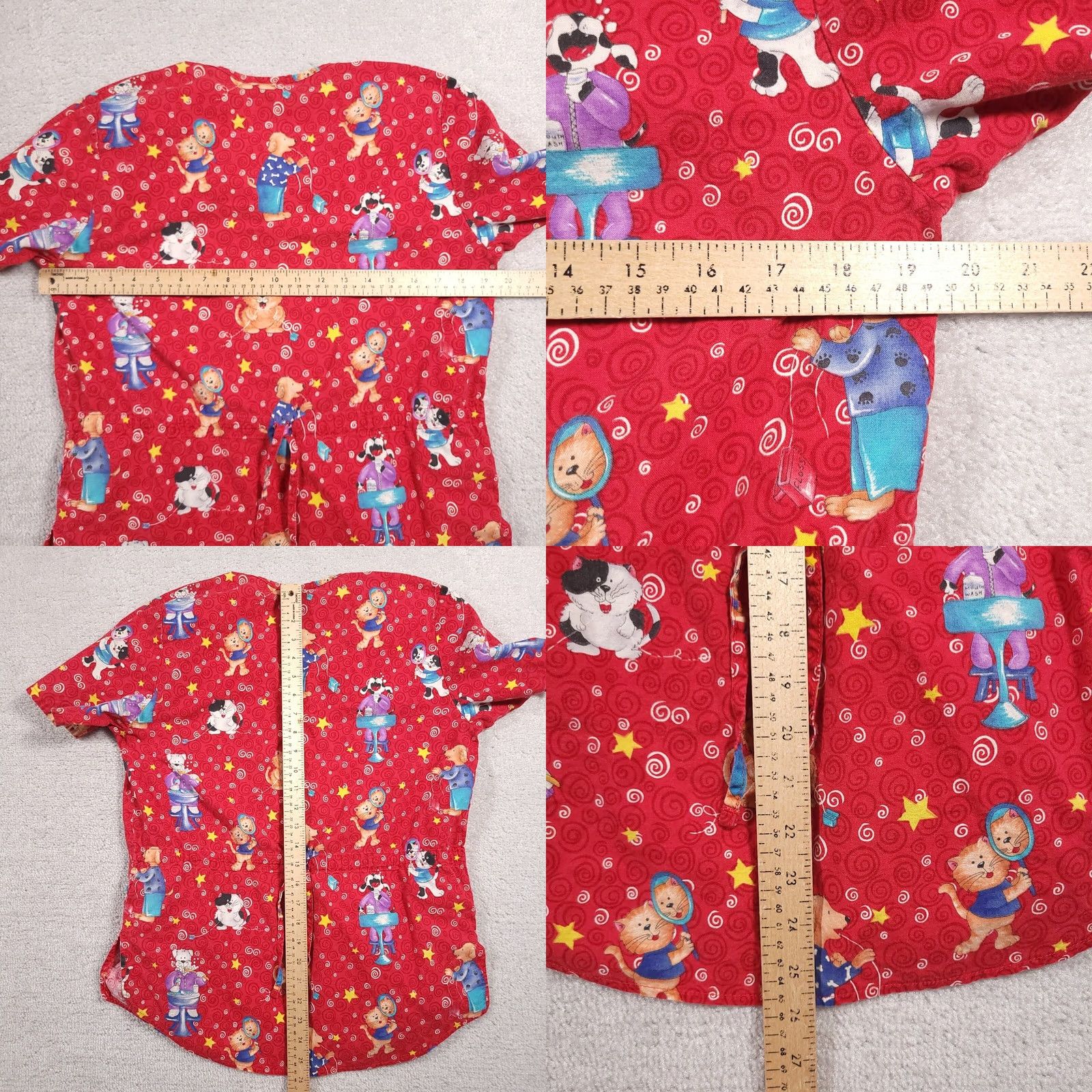 Cherokee Cherokee V-Neck Scrub Shirt Women's Small Red Short Sleeve Dentist Dogs Cats Size S / US 4 / IT 40 - 8 Thumbnail