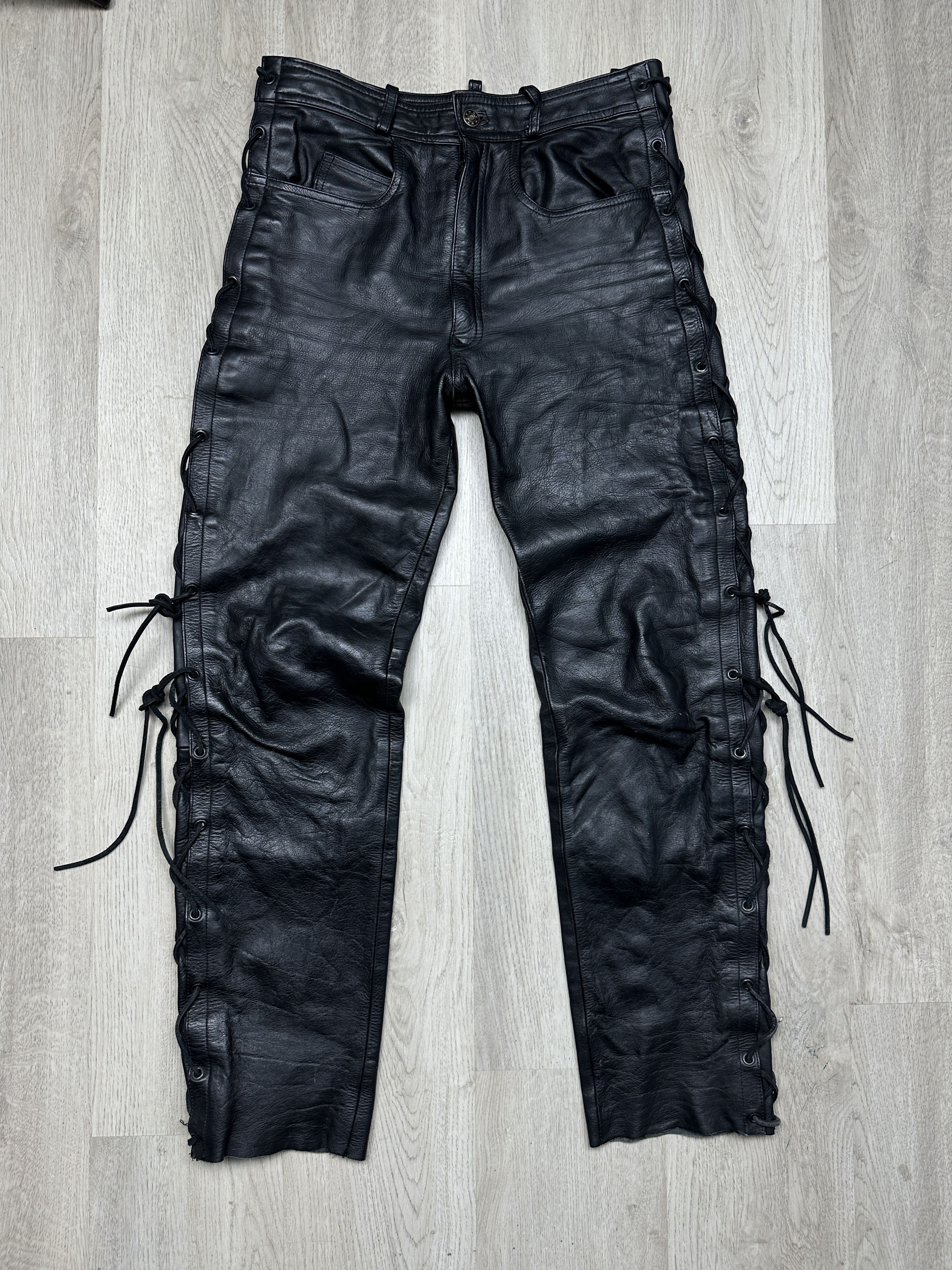 Genuine Leather Vintage Mens Genuine Leather Pants Biker Motorcycle Size US 30 / EU 46 - 1 Thumbnail