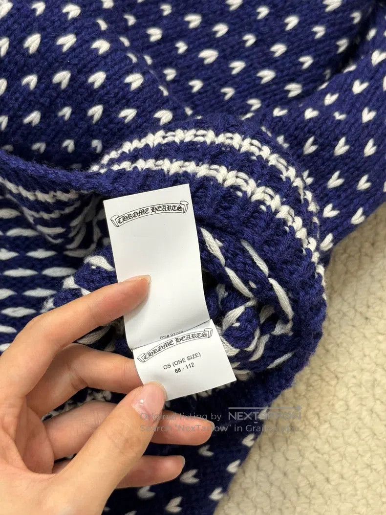 Chrome Hearts CHROME HEARTS Size os White and blue knitted sweater with c Size US S / EU 44-46 / 1 - 9 Thumbnail