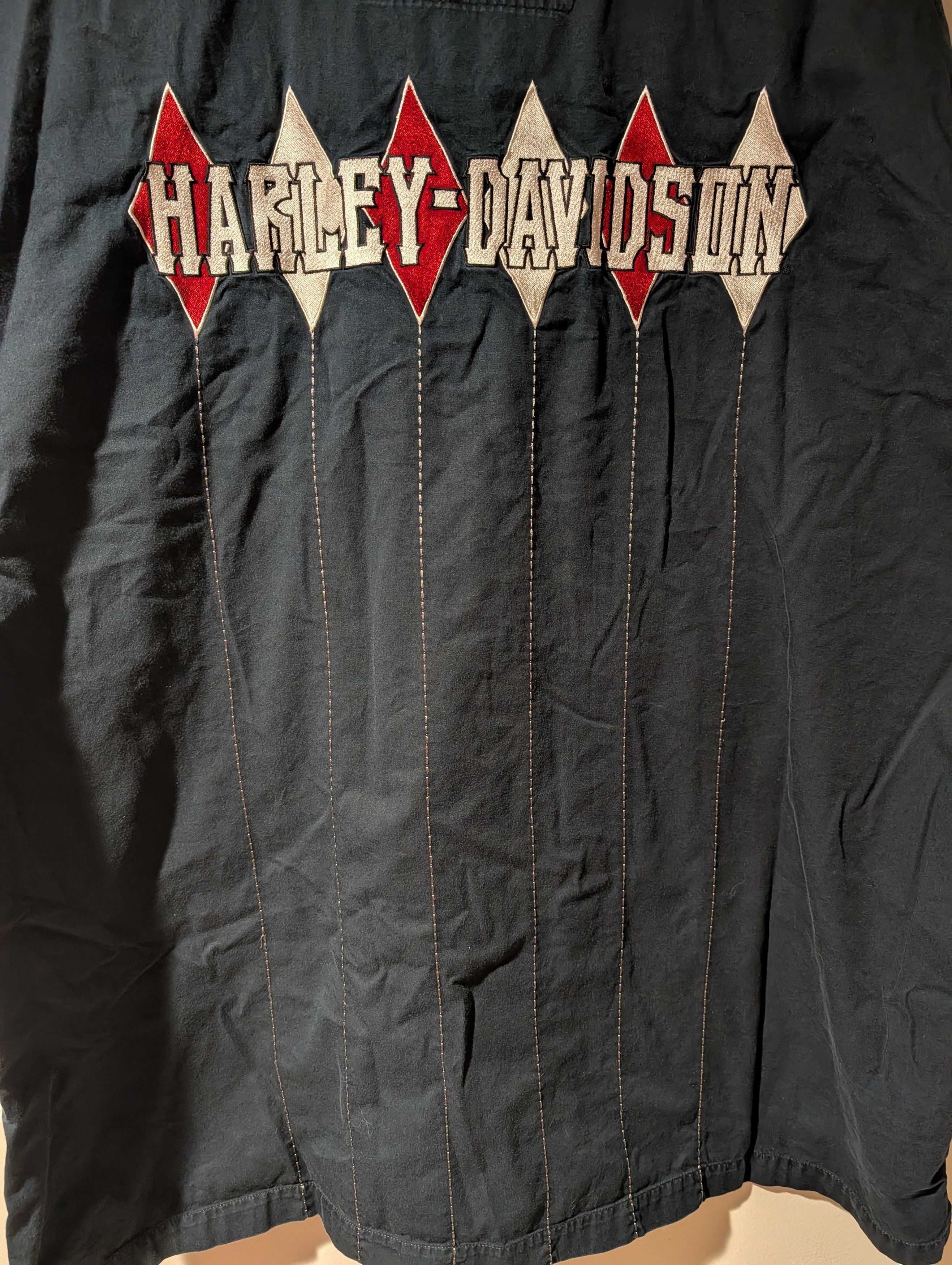 Harley Davidson Harley-Davidson Embroidered Diamond Bowling Button Up Shirt Size US XXL / EU 58 / 5 - 2 Thumbnail