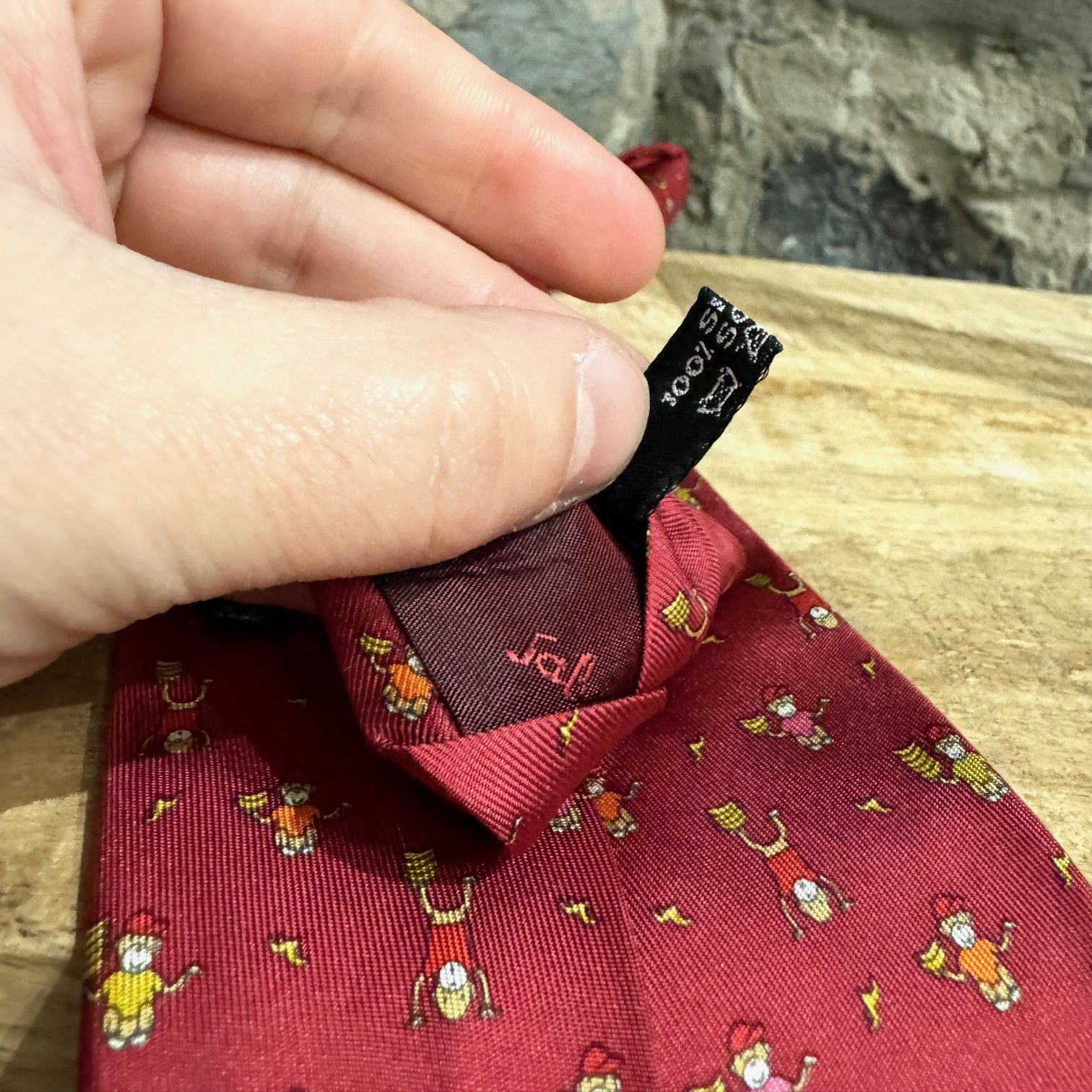 Salvatore Ferragamo Salvatore Ferragamo Burgundy Red Monkey Silk Tie Size ONE SIZE - 7 Thumbnail