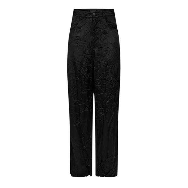 Balenciaga o1g2r1mq0924 Crinkled Satin Pants in Black Size 25" / US 0 / IT 36 - 1 Thumbnail