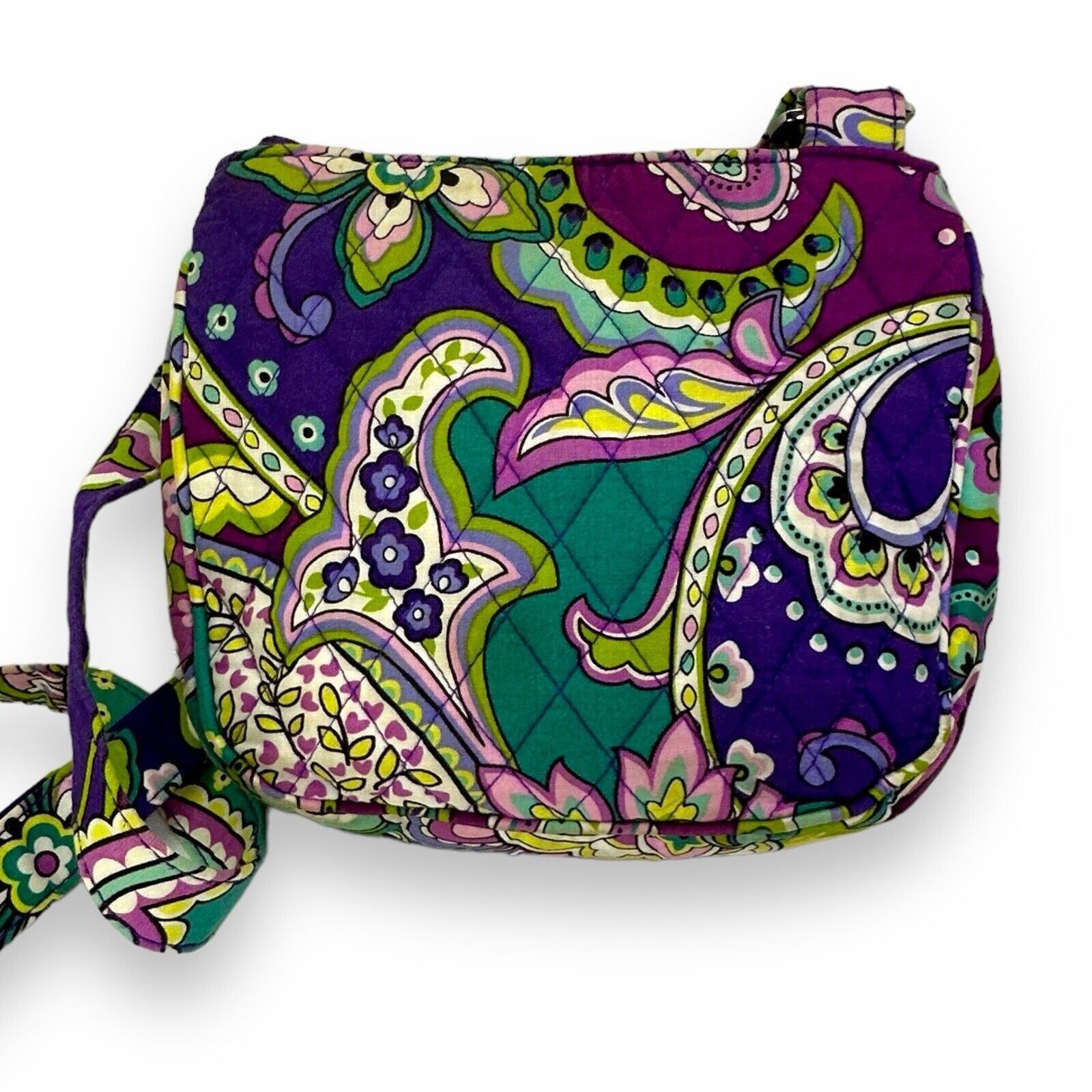 Vera Bradley Vera Bradley Purple Teal Paisley Crossbody Bag Storage EUC Size ONE SIZE - 2 Thumbnail