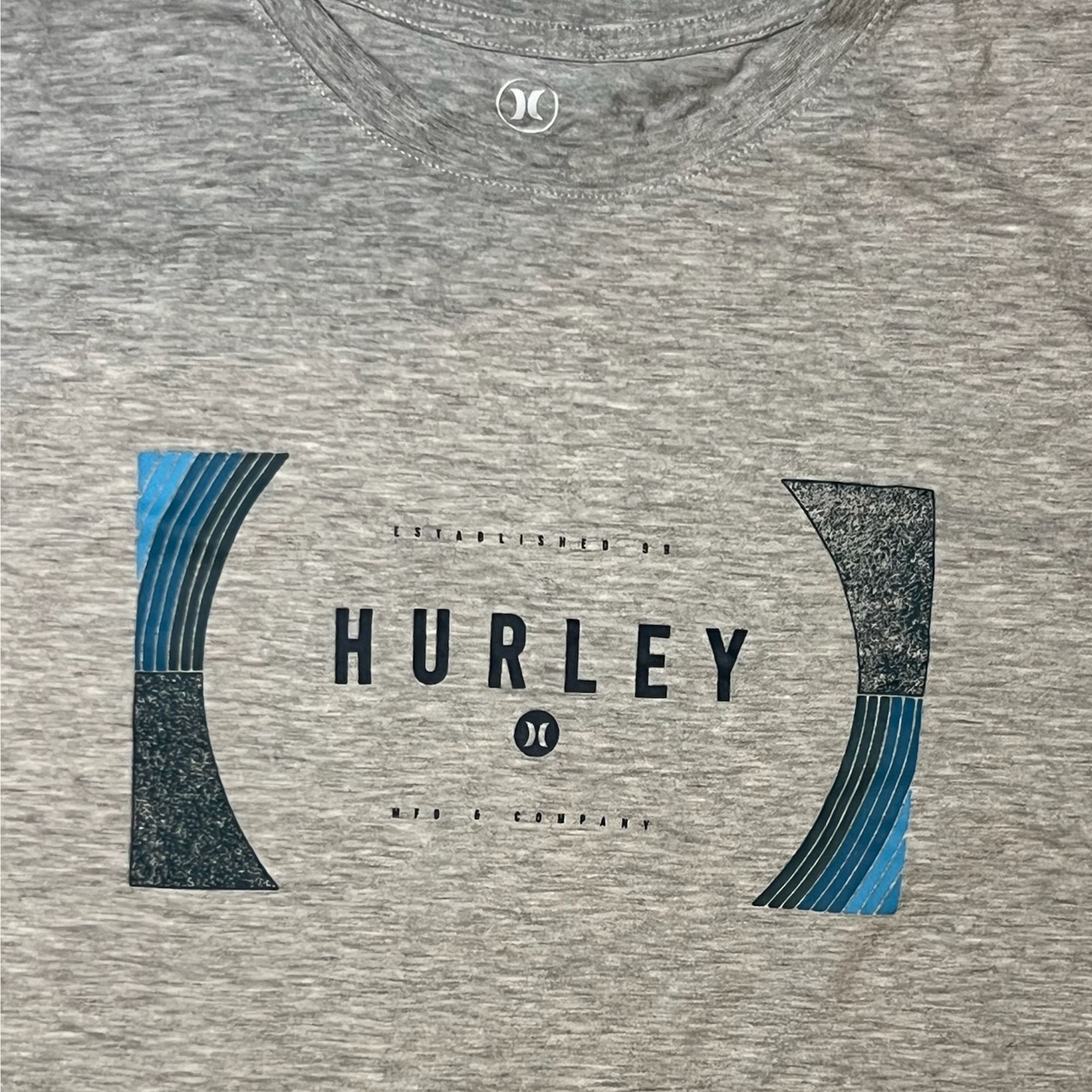 Hurley Hurley Mens Gray Dri-Fit T-Shirt With Blue & Black Logo Grap Size US L / EU 52-54 / 3 - 4 Thumbnail