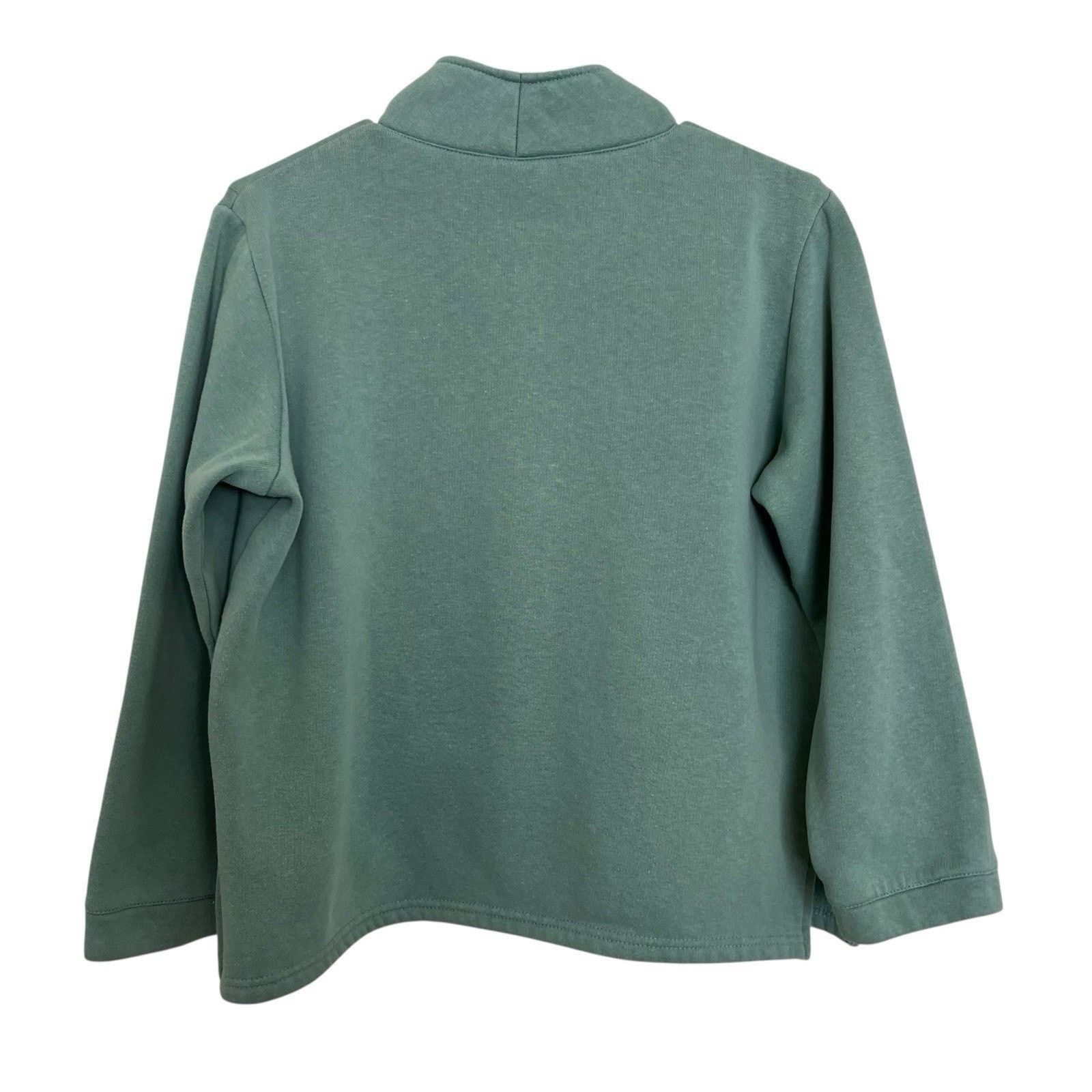 Vintage Vintage Green Floral Embroidered 1/4 Button Sweatshirt Size S / US 4 / IT 40 - 4 Thumbnail