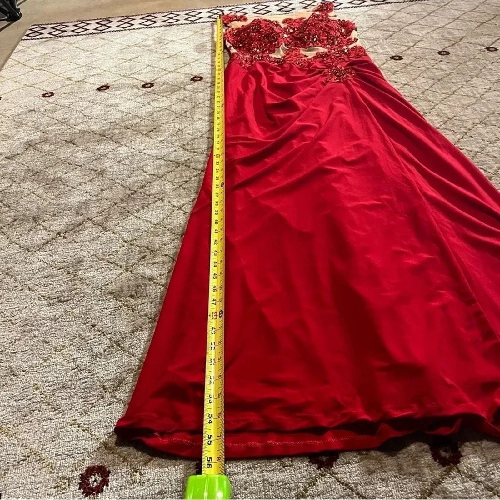 Other Nina Nischelle Red Floral Sheer Cocktail Prom Dress Sz 12 Size XL / US 12-14 / IT 48-50 - 8 Thumbnail