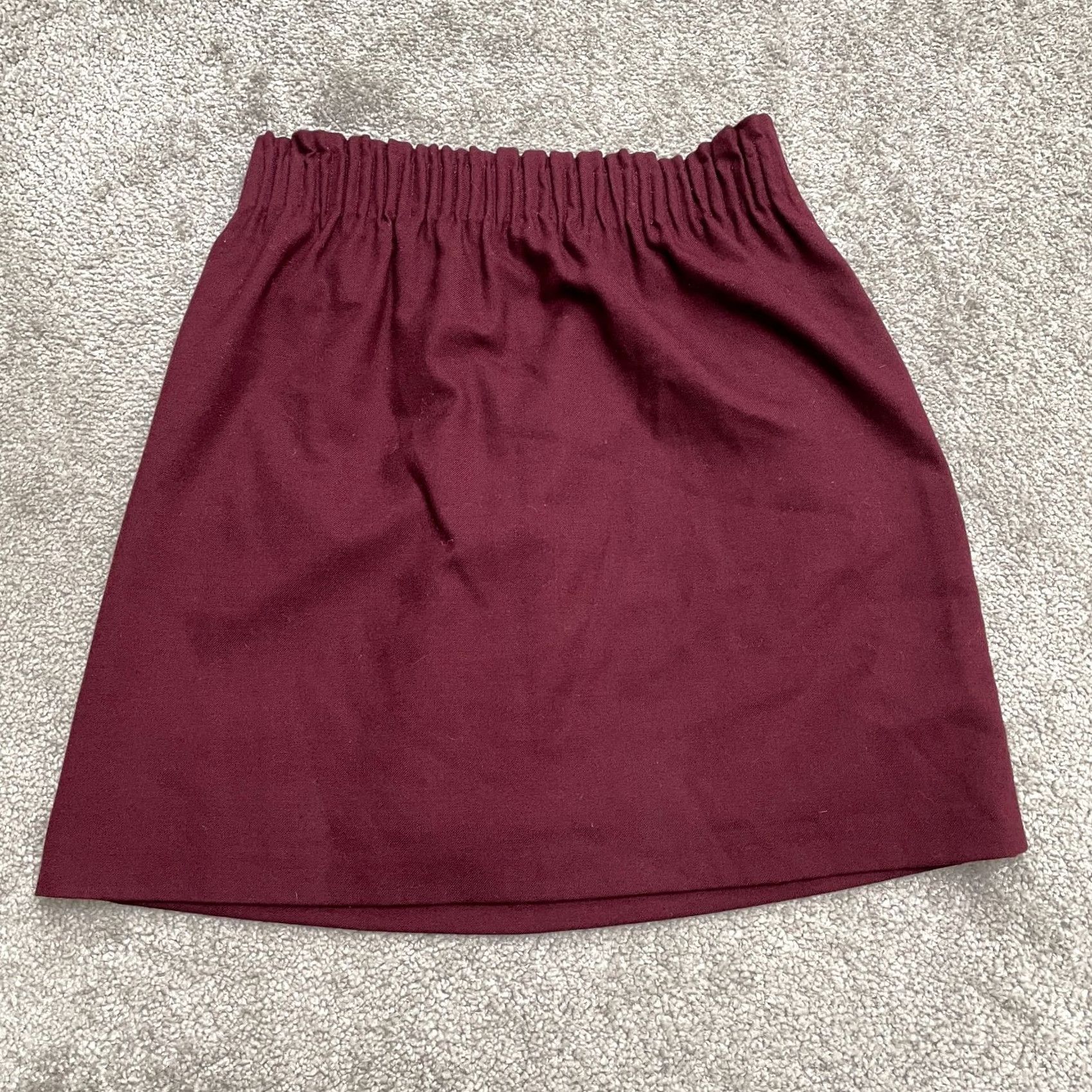 J.Crew J.Crew Wool Blend Pleated Pencil Skirt Womens 00 Maroon Red Elastic Lined Knee Length Solid Wool Blend Pattern Vintage: No Size 24" / US 00 / IT 34 - 2 Thumbnail