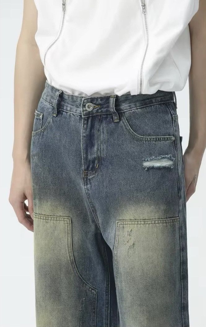 Japanese Brand × Vintage Y2K Men Patched Straight Wide Leg Jean Size US 31 - 6 Thumbnail