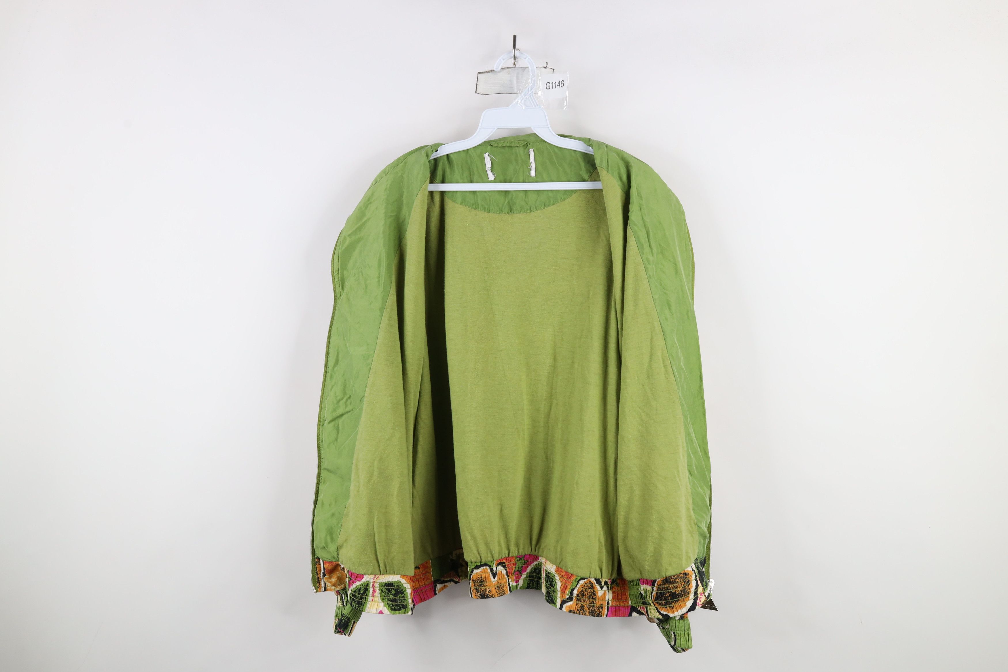 Vintage Vintage 90s Streetwear Leaf Silk Full Zip Bomber Jacket Size XXL / US 16-18 / IT 52-54 - 10 Thumbnail