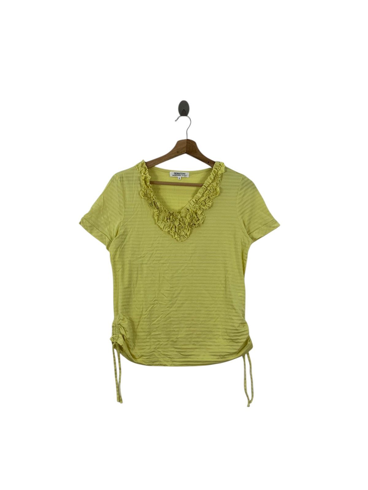 Hanae Mori Vintage HANAE MORI PRIMATTIVO Ruffle Tee Shirt Top Collectio Size L / US 10 / IT 46 - 1 Thumbnail