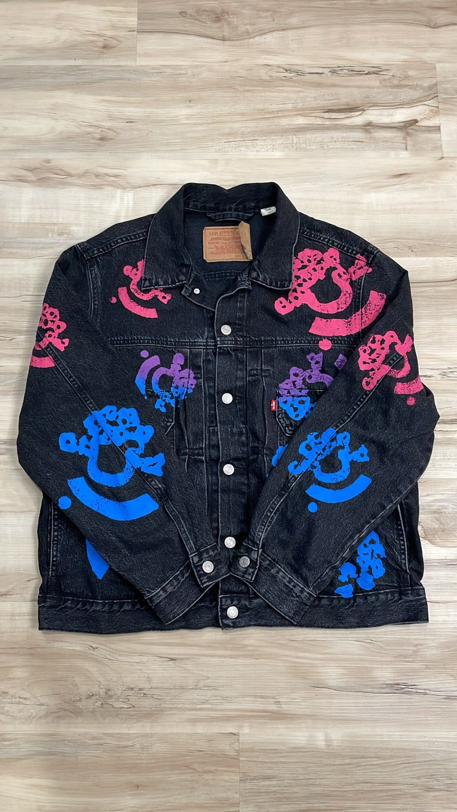 image of Denim Tears Bstroy Denim Jacket Black, Men's (Size Large)
