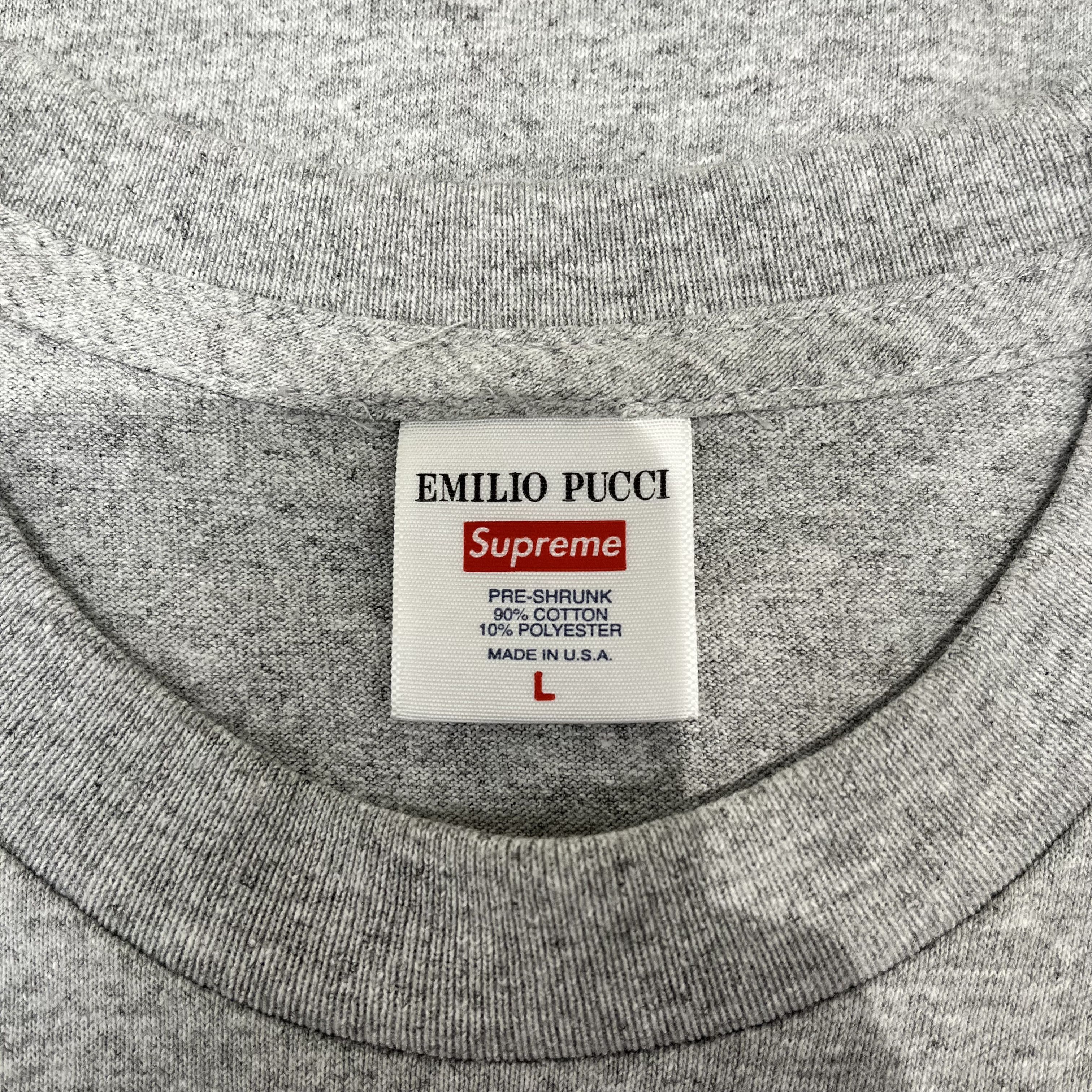Supreme Supreme Emilio Pucci Box Logo Tee Heather Grey/Dusty Pink Size US L / EU 52-54 / 3 - 4 Thumbnail