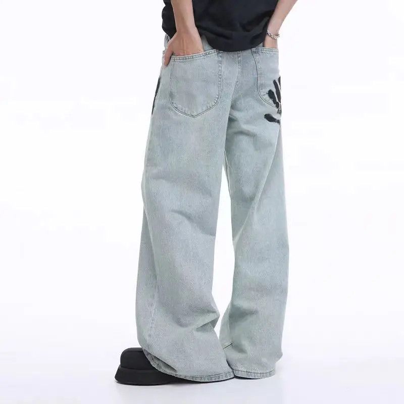 Japanese Brand × Jean Hip Hop Handprint Design Relaxed Jeans Size US 33 - 2 Thumbnail
