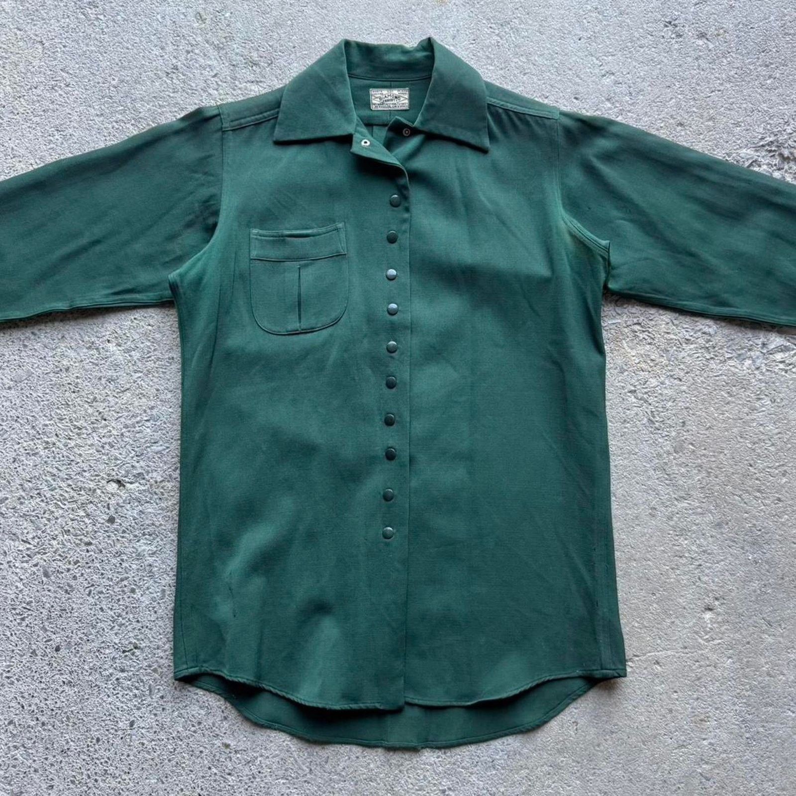 Vintage 1940s True Vintage Gaberdine Rockabilly Snap Button Up Shirt Size US S / EU 44-46 / 1 - 3 Thumbnail