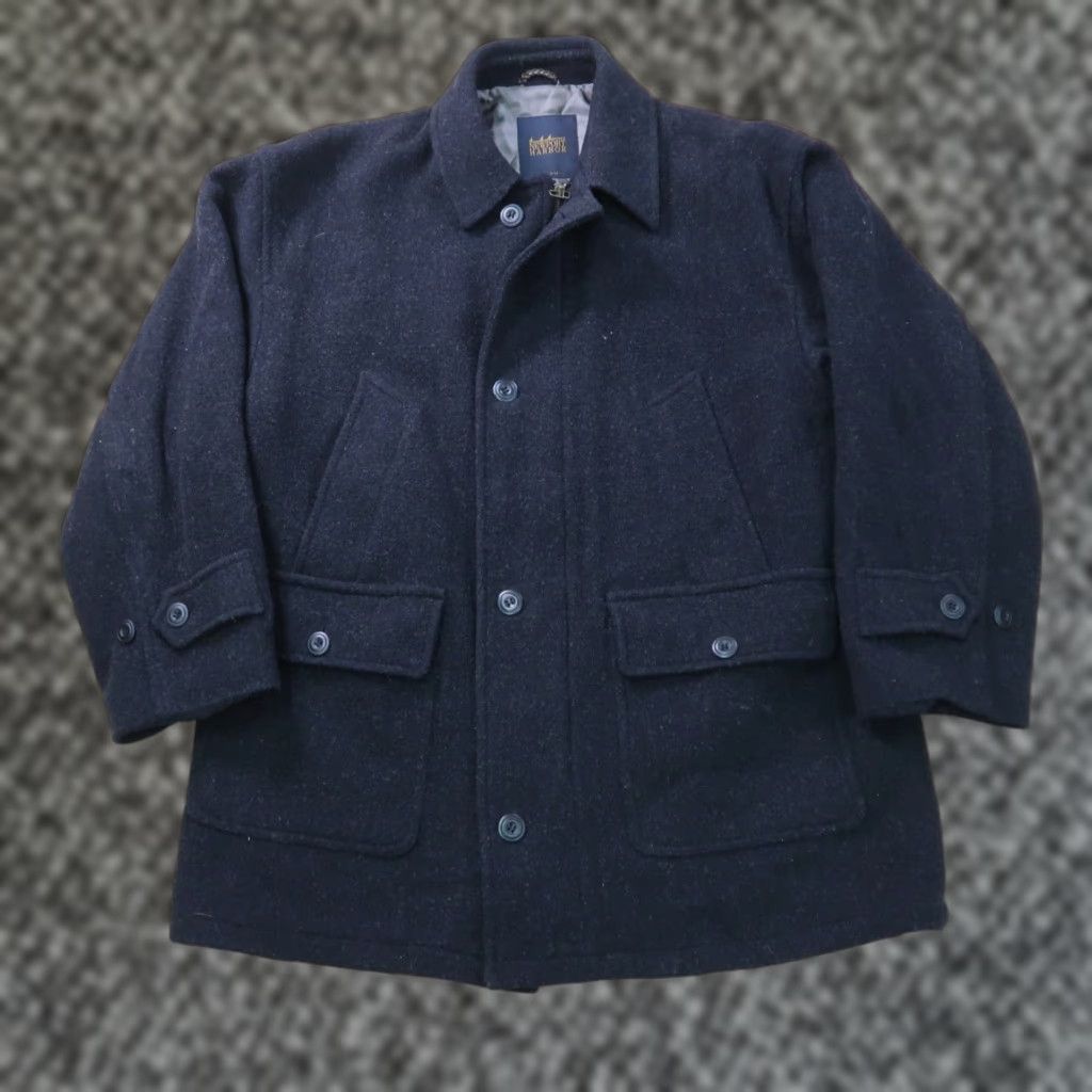 Vintage Newport Harbor Wool overCoat Jacket Men's 2XL Full Zip Blue Insulated Lined Wool Coat Stand-Up Collar Winter Casual Workwear 80s 90s Womens?? Size US XXL / EU 58 / 5 - 1 Thumbnail