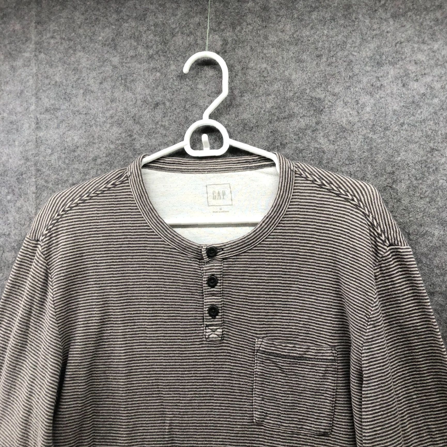 Gap Gap Henley T-Shirt Mens M Long Sleeve Striped Brown Cotton Thermal Size US M / EU 48-50 / 2 - 3 Thumbnail