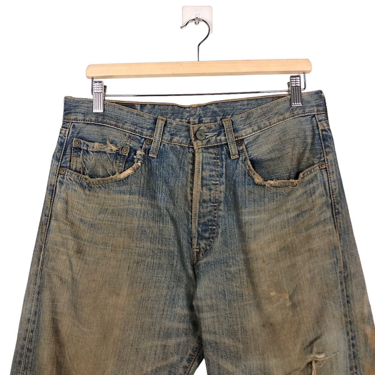 Levi's 🔥Vintage Distressed Denim Rusty Design Levi’s 501 Size US 32 / EU 48 - 3 Thumbnail