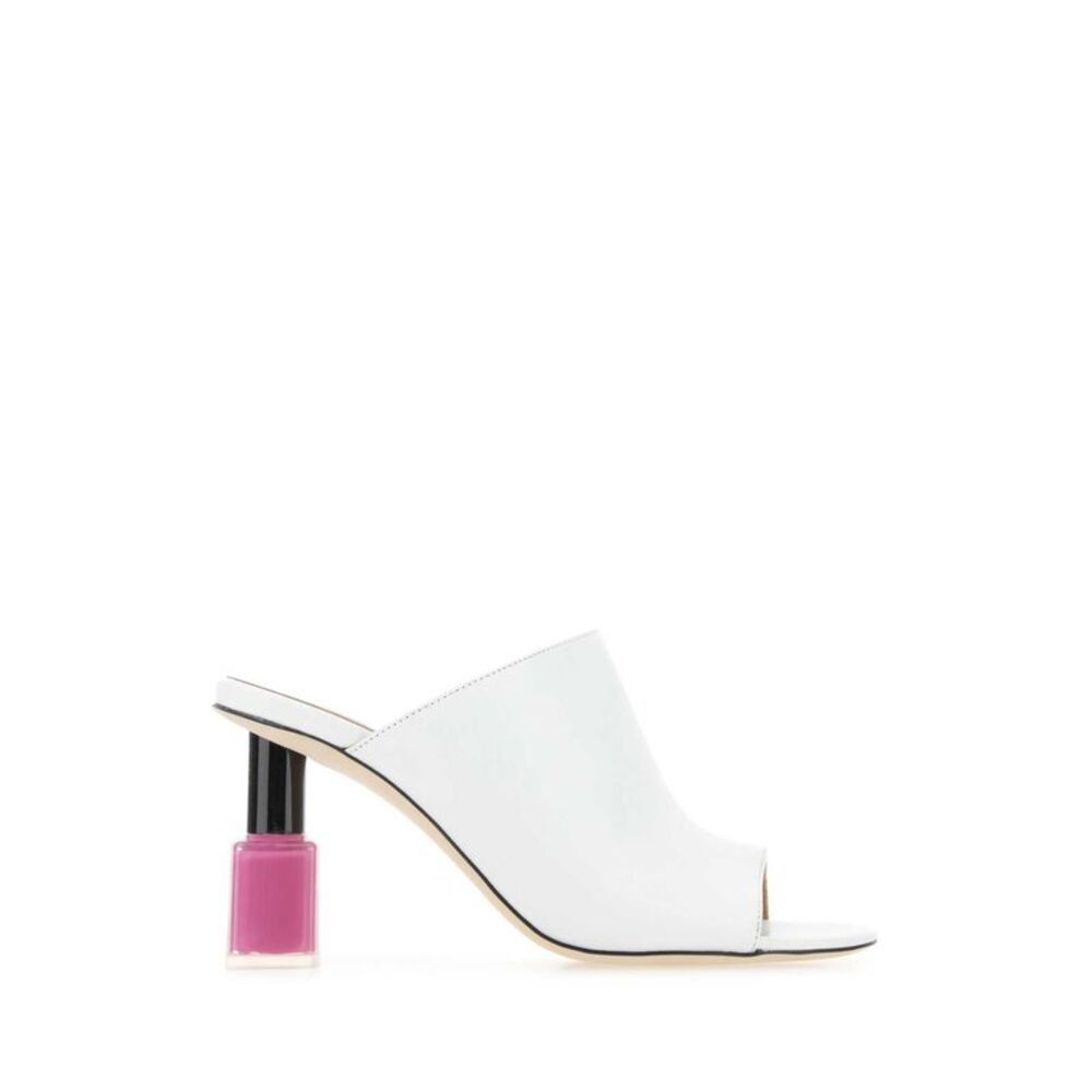 Loewe White Leather Nail Polish Mules Size US 10 / IT 40 - 1 Thumbnail