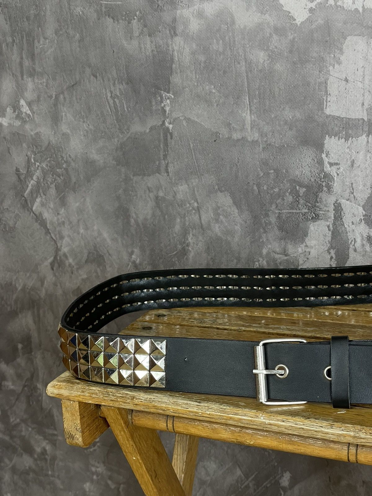 Japanese Brand × Vintage Y2k Vintage Pyramid Studded Belt (Cowboy Metal Logo ) Size ONE SIZE - 4 Thumbnail