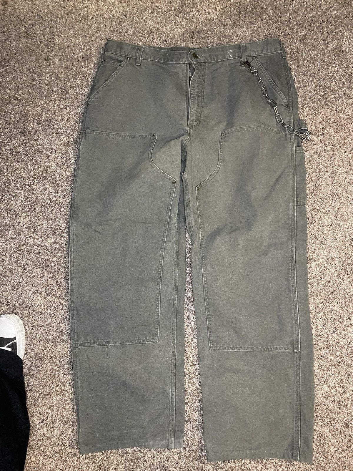 Olive Green Baggy Wide Leg Carhartt Doubleknees