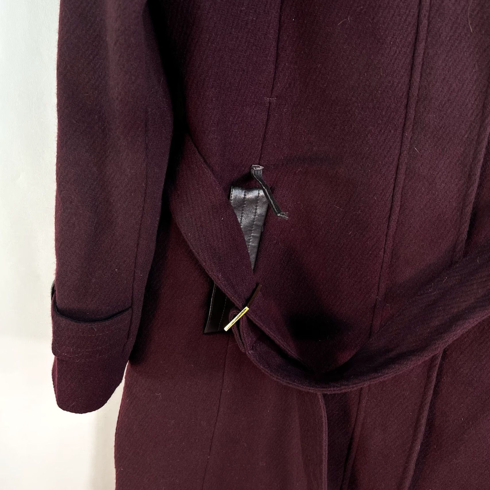 Cole Haan Cole Haan Pea Coat Wool Blend Leather Trim Burgandy Womens Size 10 Size L / US 10 / IT 46 - 4 Thumbnail