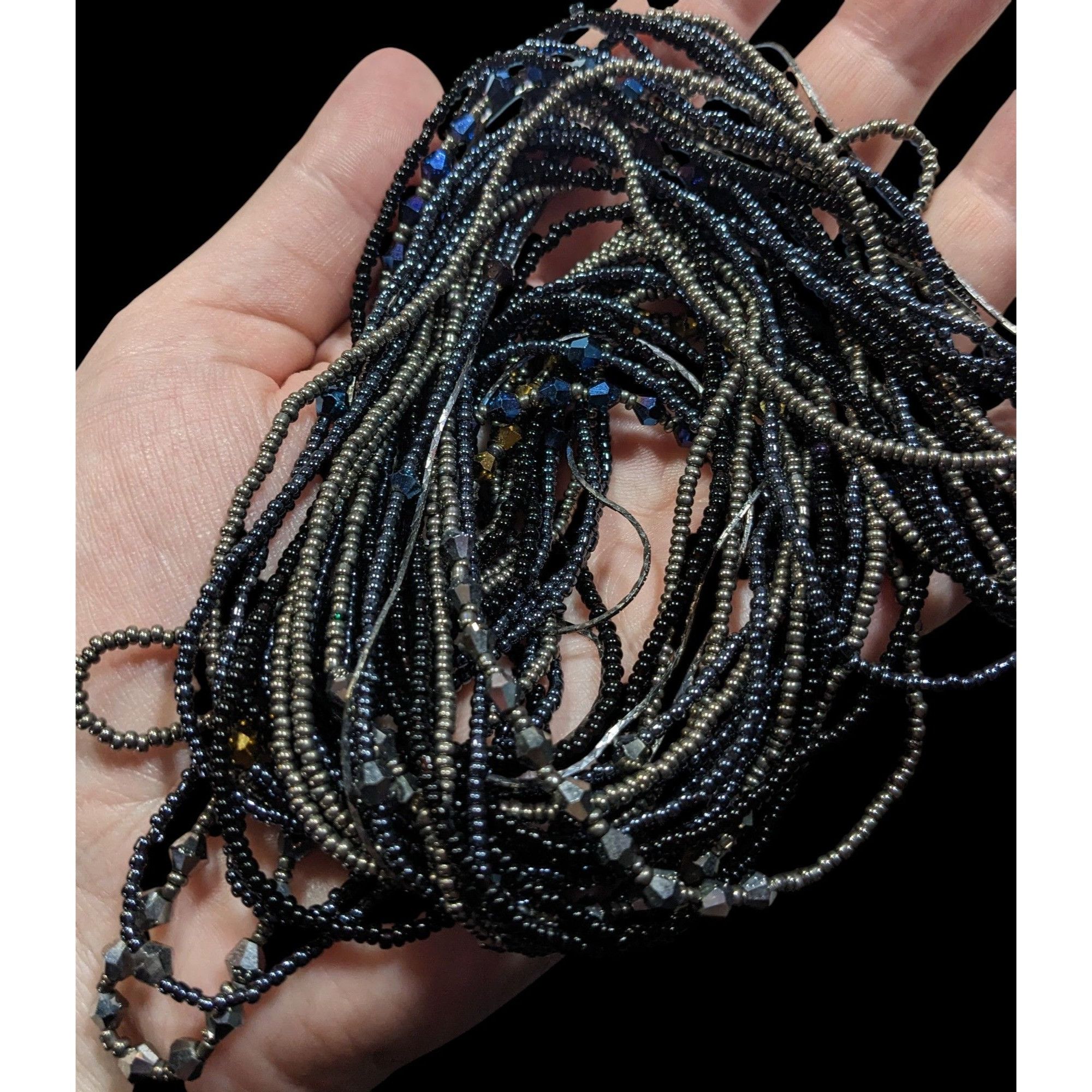 Other Gothic Black And Silver Tone Layered Glass Beaded Necklace Size ONE SIZE - 3 Thumbnail