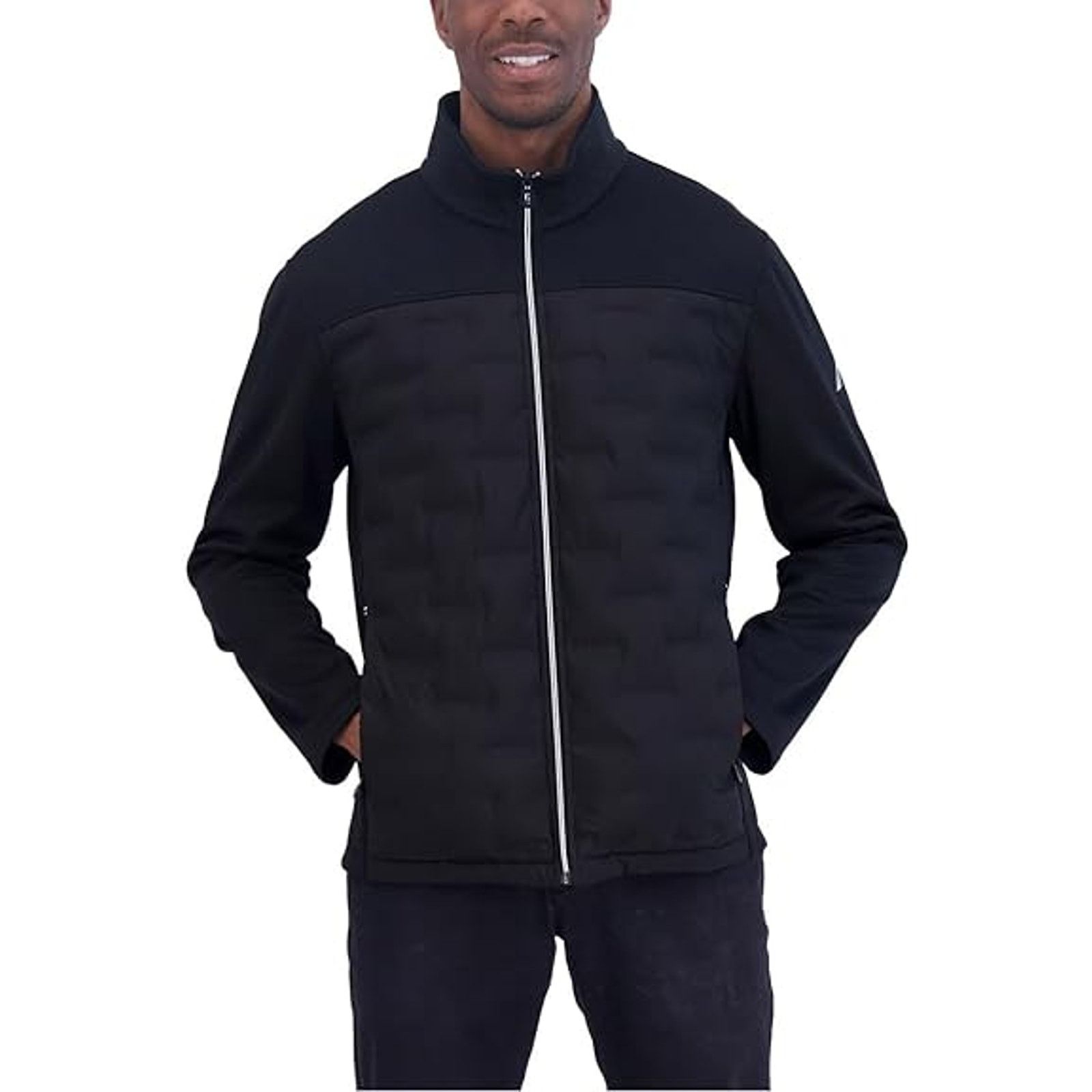 Nautica Men’s Mixed Media Water Resistant Jacket (Black,Medium) Size US M / EU 48-50 / 2 - 1 Thumbnail