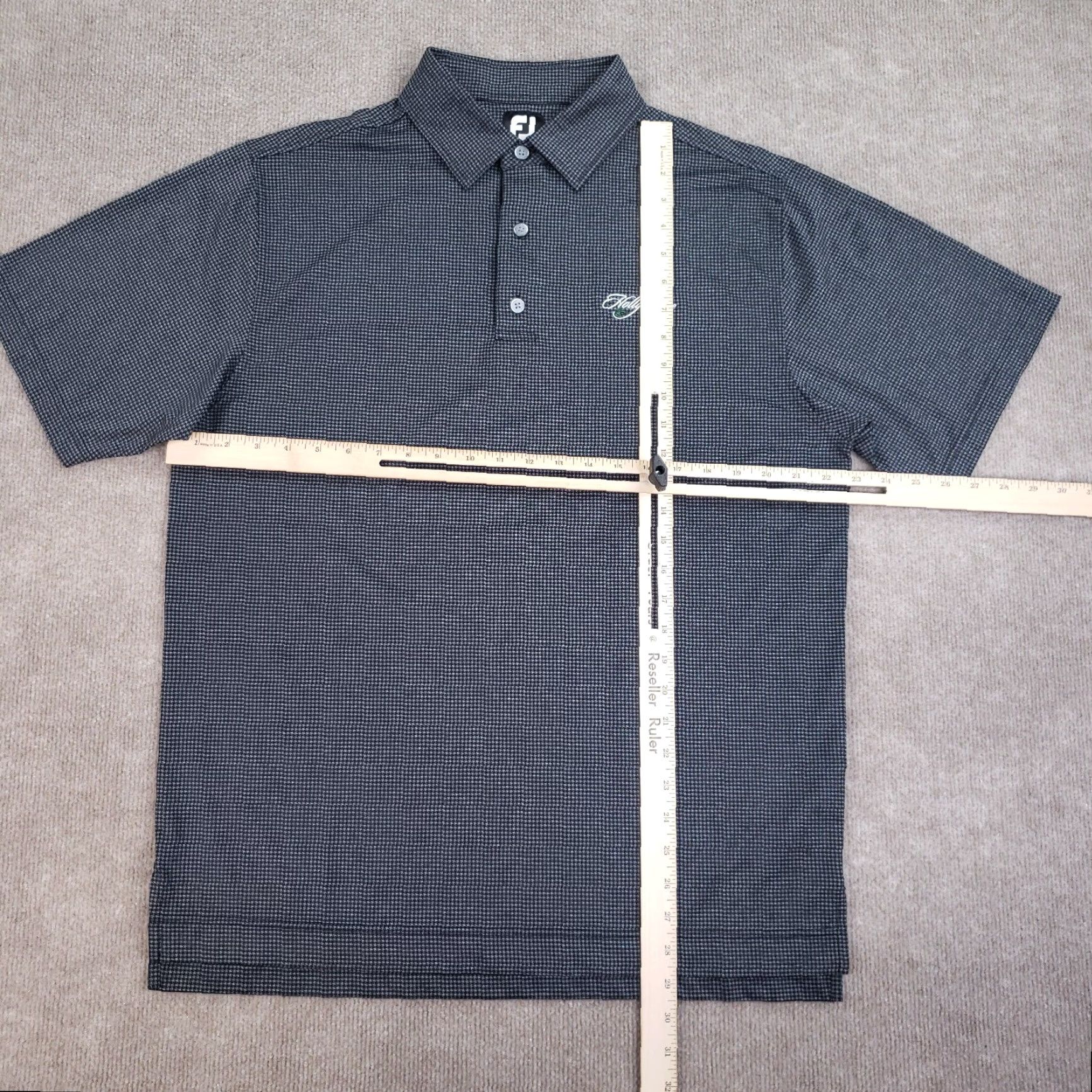 Footjoy FootJoy Polo Shirt Mens Medium Black Gray Houndstooth Short Sleeve Stretch Golf Size US M / EU 48-50 / 2 - 2 Thumbnail