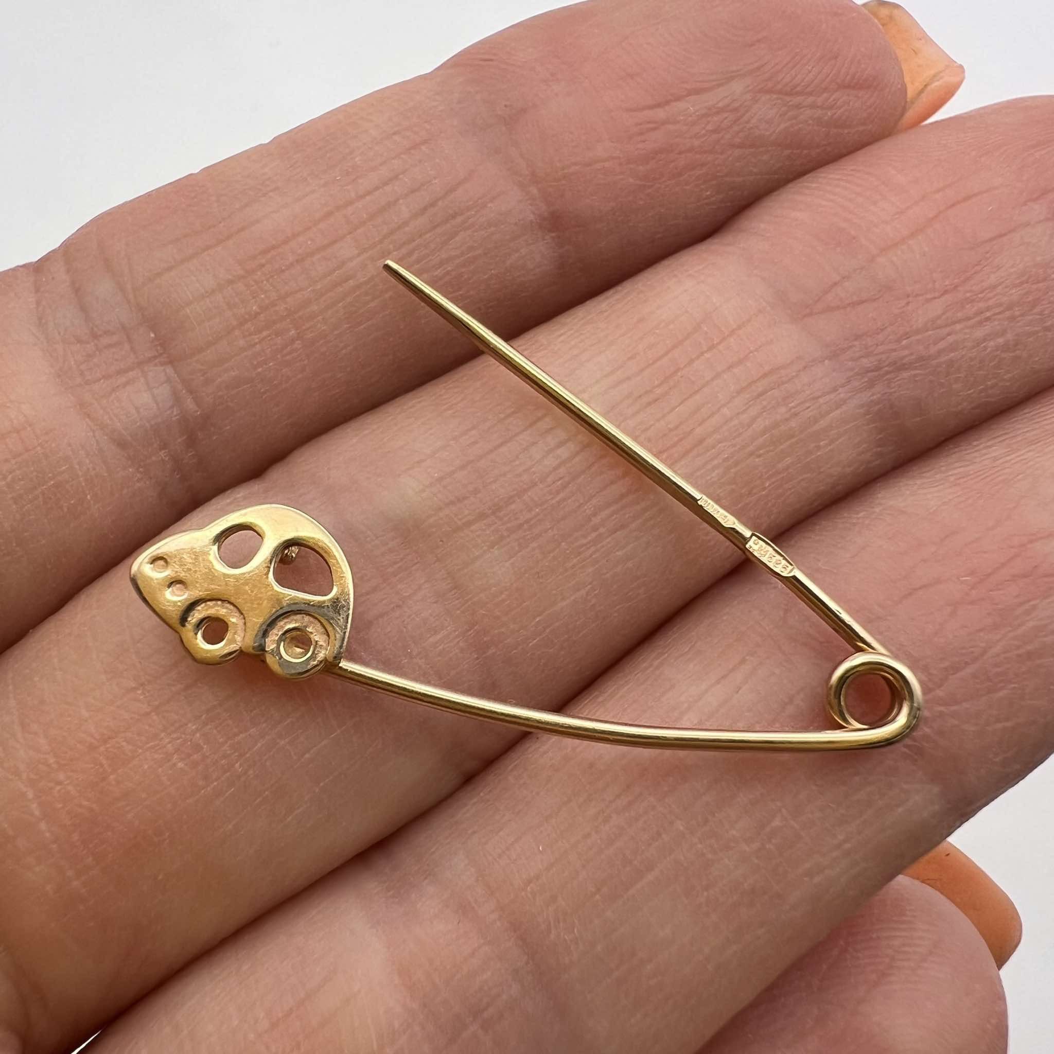Jewelry Vintage Rose Gold 585 14K Safety Pin Brooch Needle 0.9 gr Size ONE SIZE - 5 Thumbnail