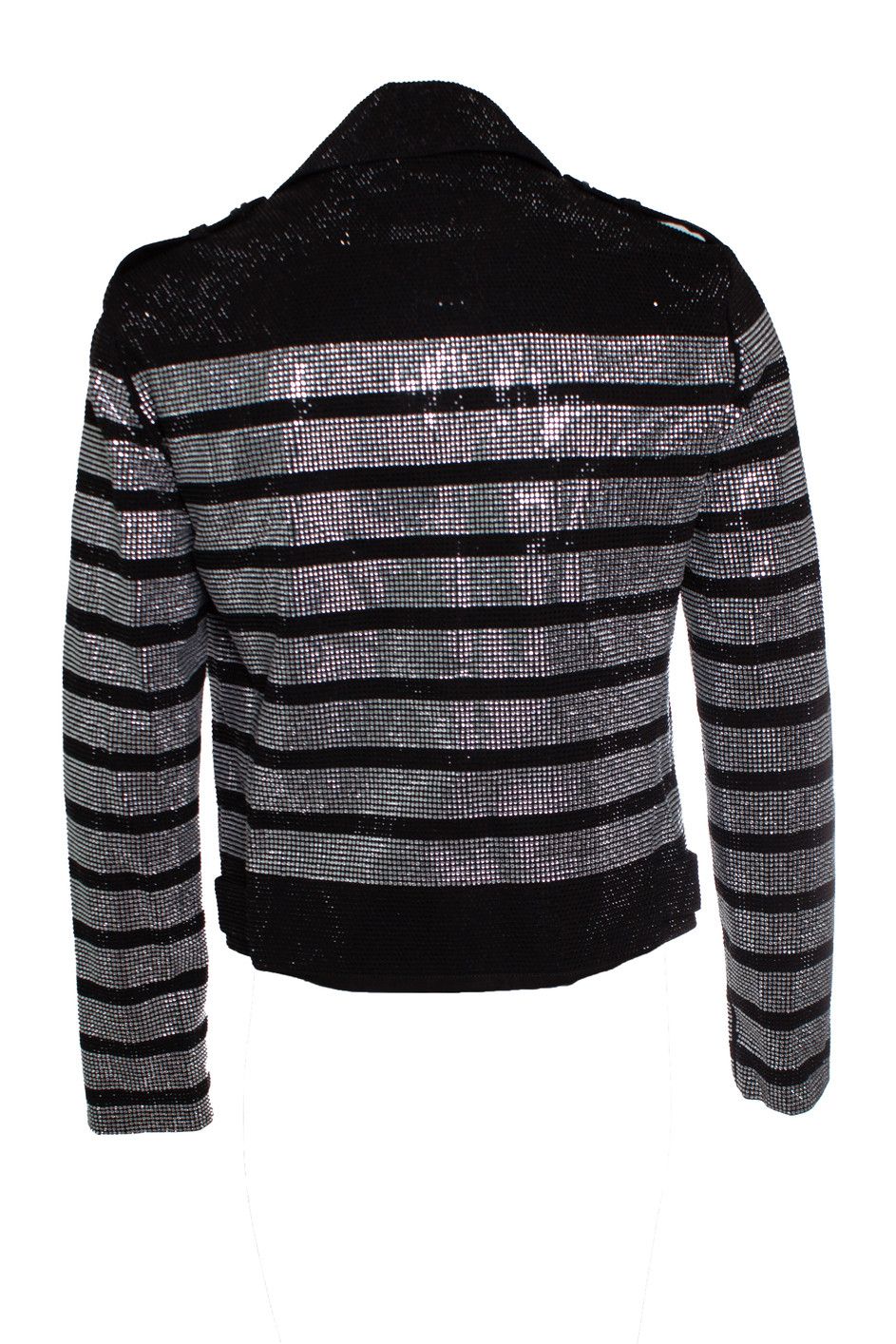 Balmain Balmain, striped rhinestone biker jacket Size US L / EU 52-54 / 3 - 3 Thumbnail